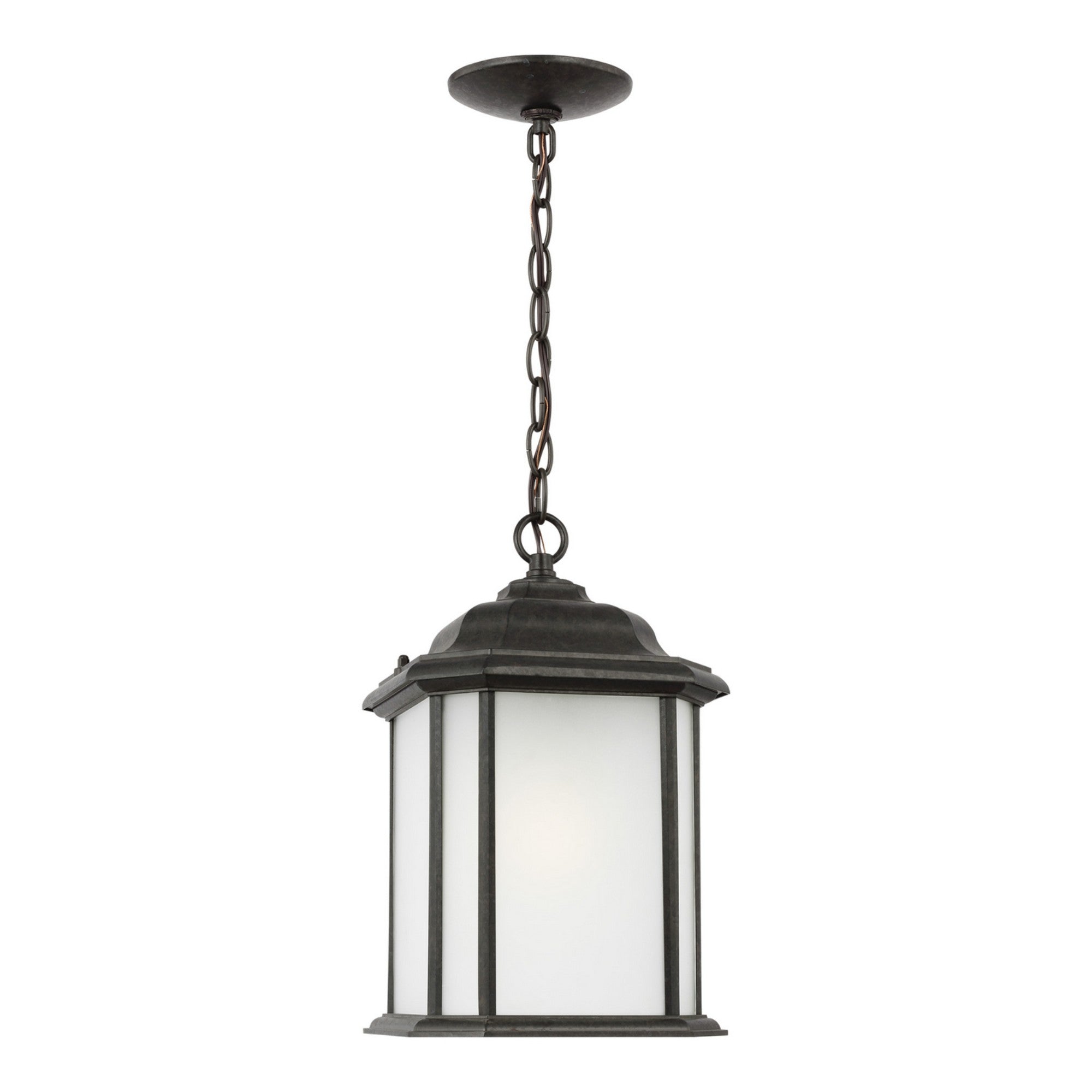 Kent 15" LED Outdoor Pendant, Oxford Bronze Finish with Satin Etched Glass - Bees Lighting