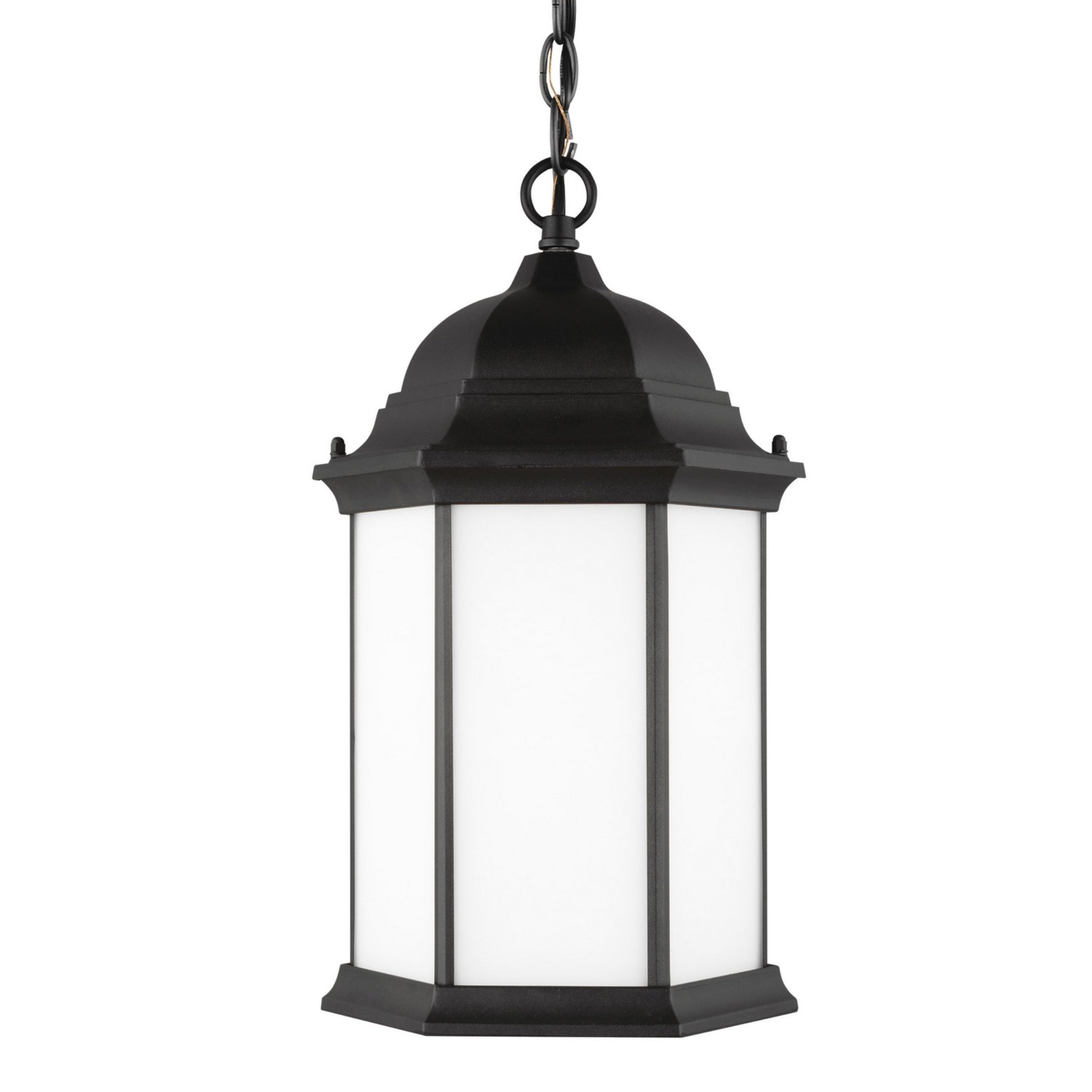 Sevier 17" Outdoor Pendant, Black Finish with Satin Etched Glass - Bees Lighting