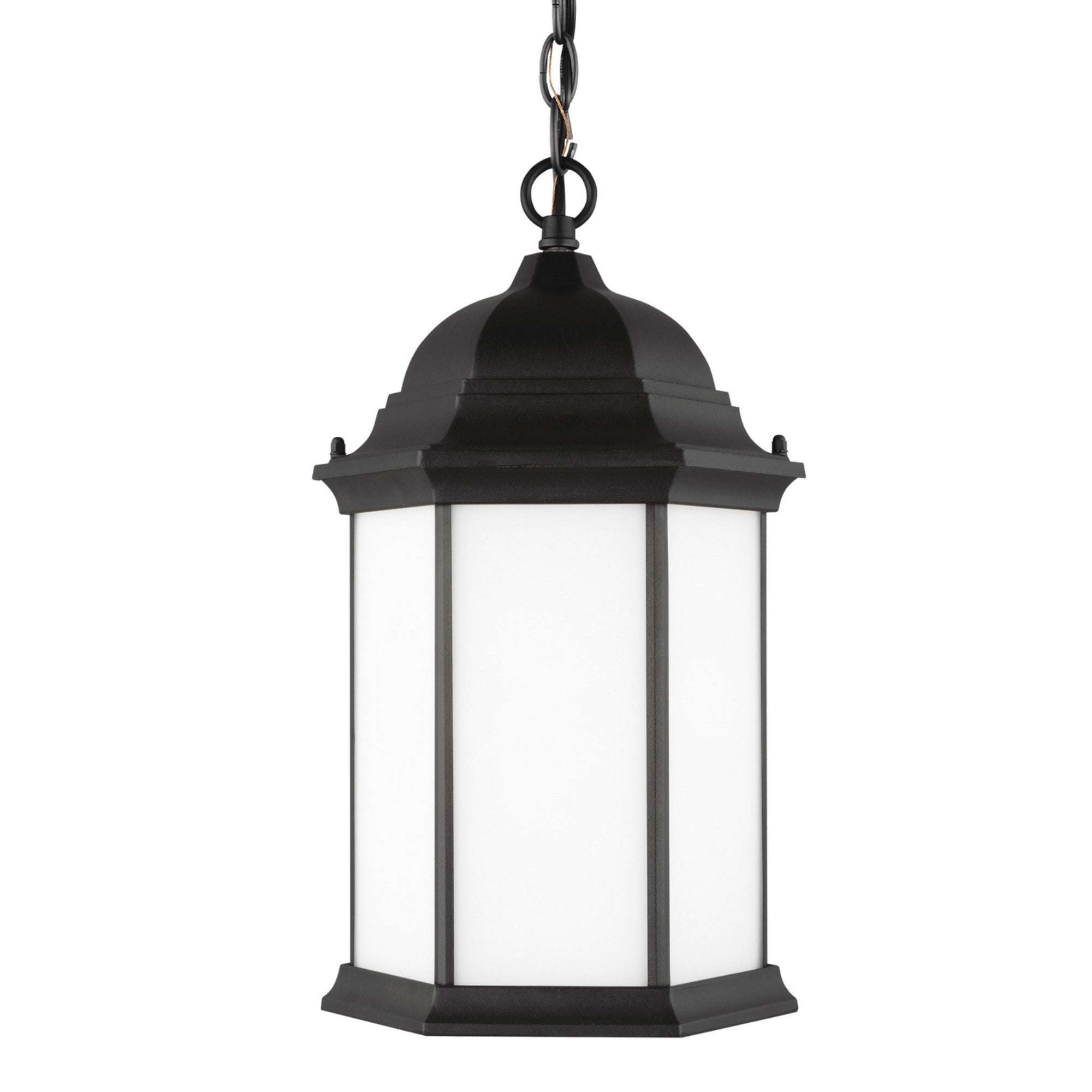 Sevier 17" Outdoor Pendant, Black Finish with Satin Etched Glass - Bees Lighting