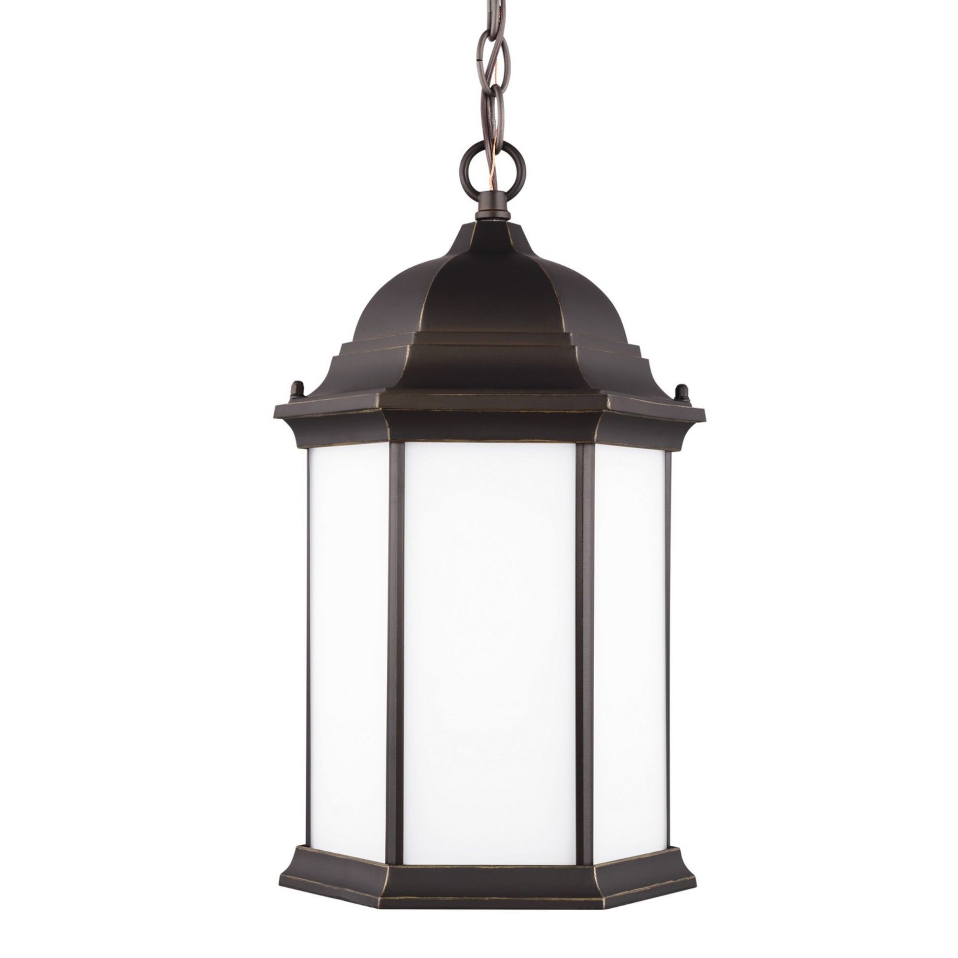 Sevier 17" Outdoor Pendant, Antique Bronze Finish with Satin Etched Glass - Bees Lighting