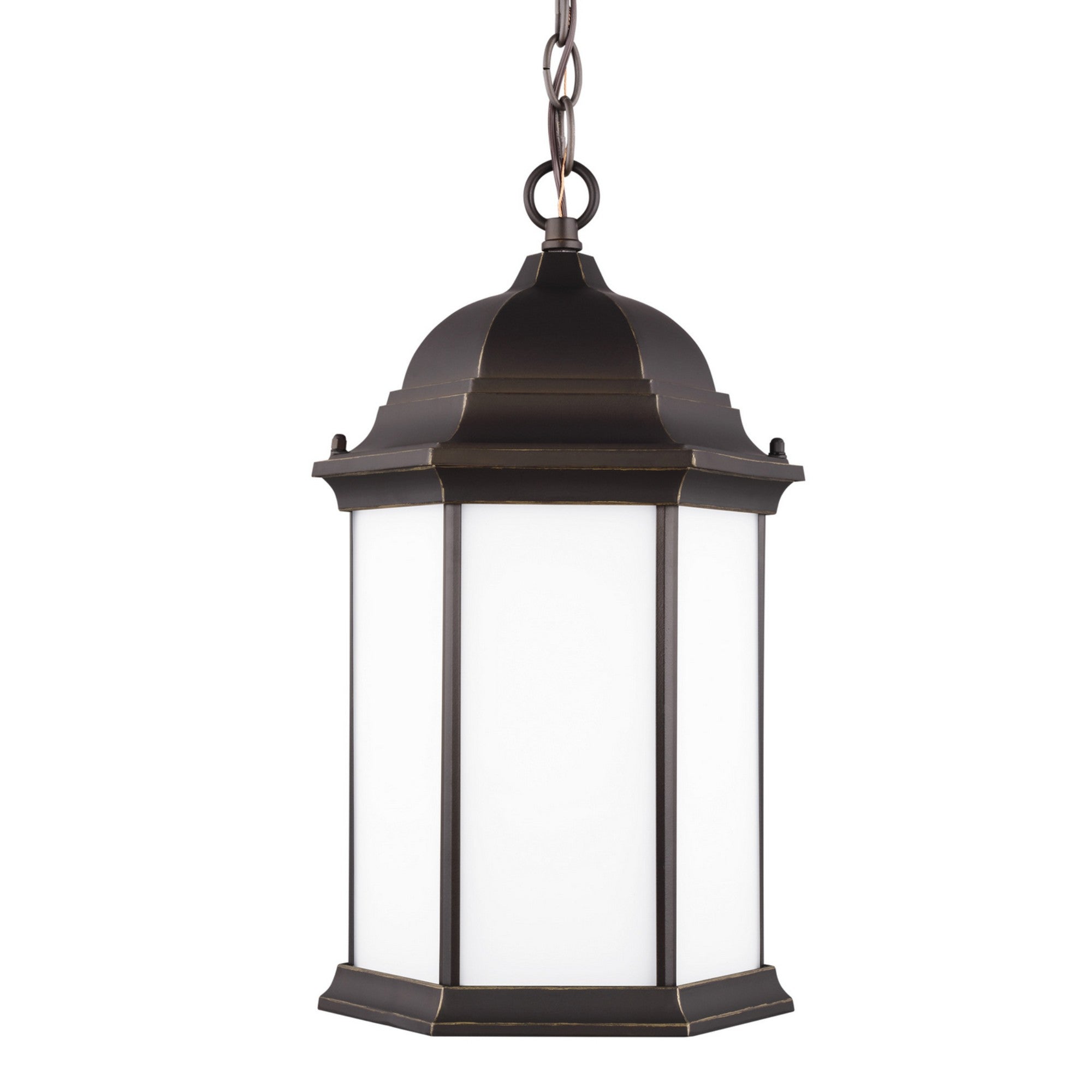 Sevier 17" Outdoor Pendant, Antique Bronze Finish with Satin Etched Glass - Bees Lighting