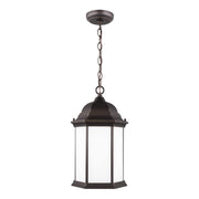 Sevier 17" Outdoor Pendant, Antique Bronze Finish with Satin Etched Glass - Bees Lighting