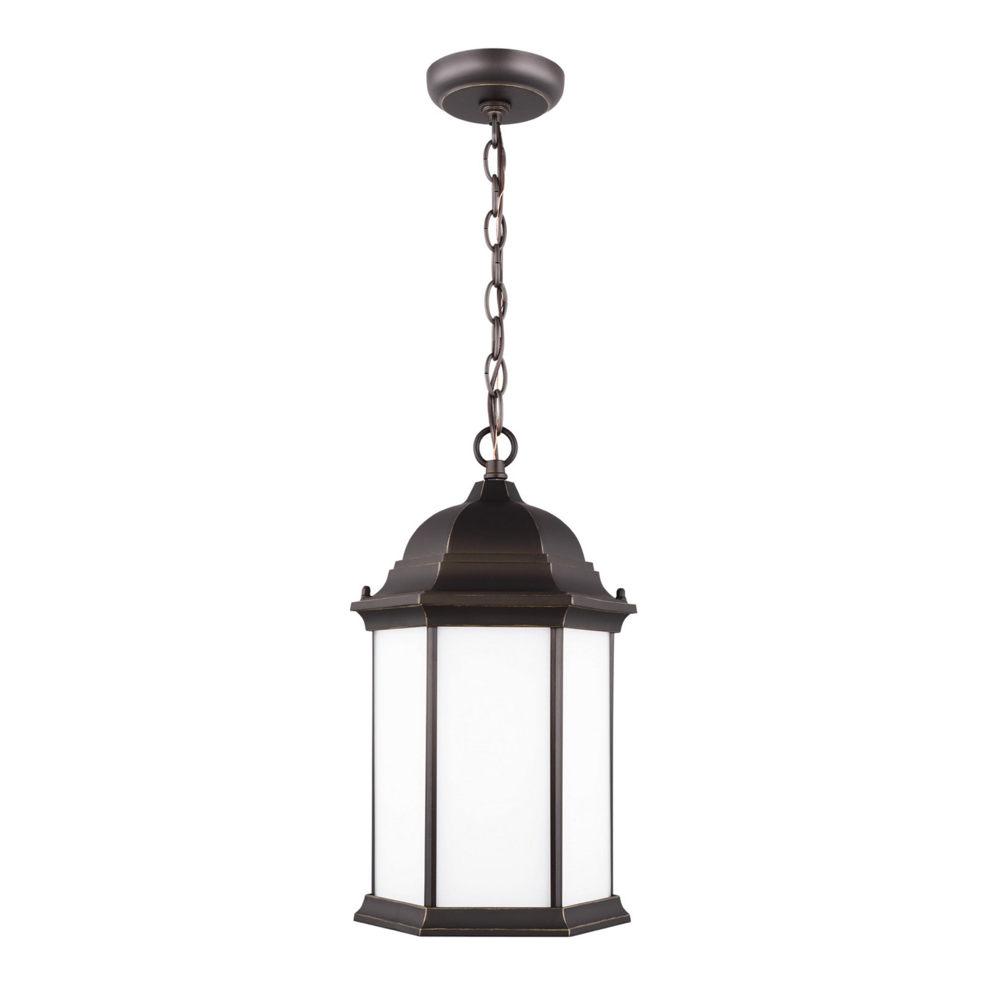 Sevier 17" Outdoor Pendant, Antique Bronze Finish with Satin Etched Glass - Bees Lighting