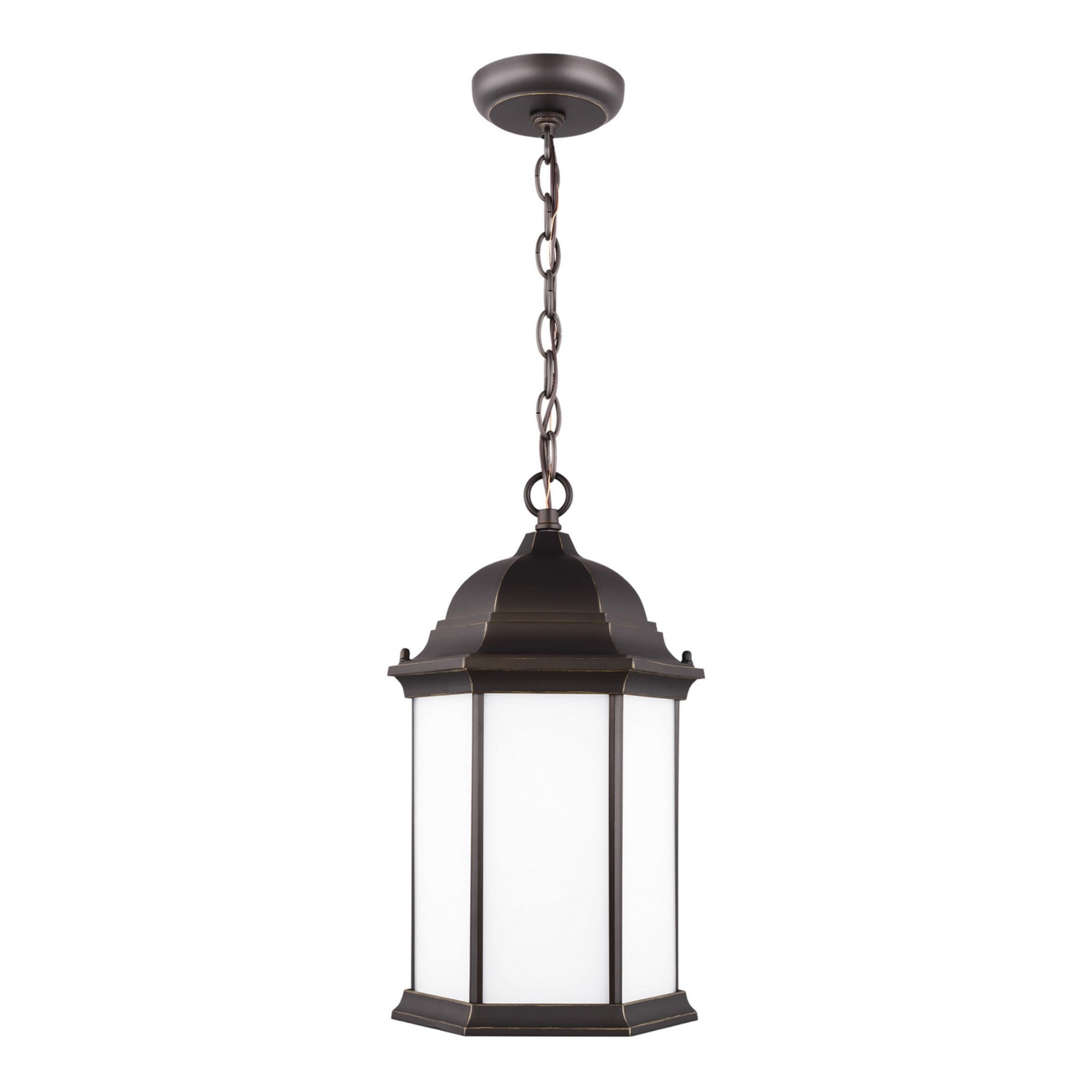 Sevier 17" Outdoor Pendant, Antique Bronze Finish with Satin Etched Glass - Bees Lighting