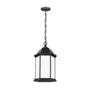 Sevier 17" LED Outdoor Pendant, Antique Bronze Finish with Satin Etched Glass - Bees Lighting
