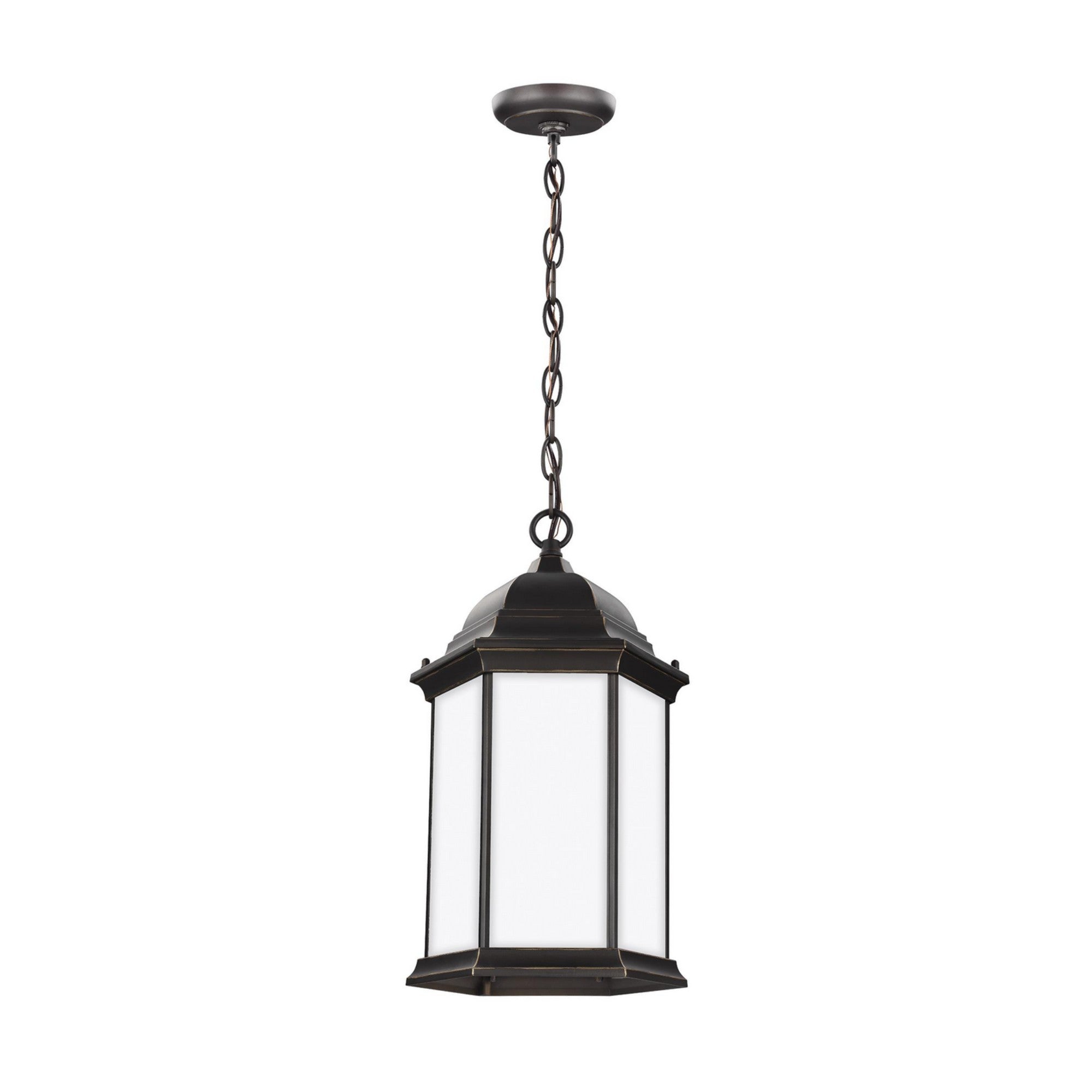 Sevier 17" LED Outdoor Pendant, Antique Bronze Finish with Satin Etched Glass