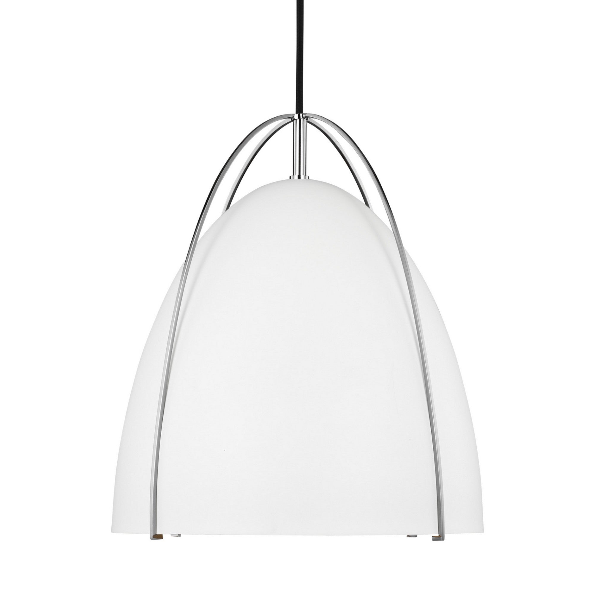 Norman 13" Medium Pendant, Chrome Finish with Matte White Shade - Bees Lighting