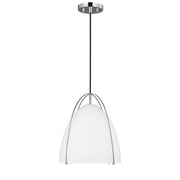 Norman 13" Medium Pendant, Chrome Finish with Matte White Shade - Bees Lighting