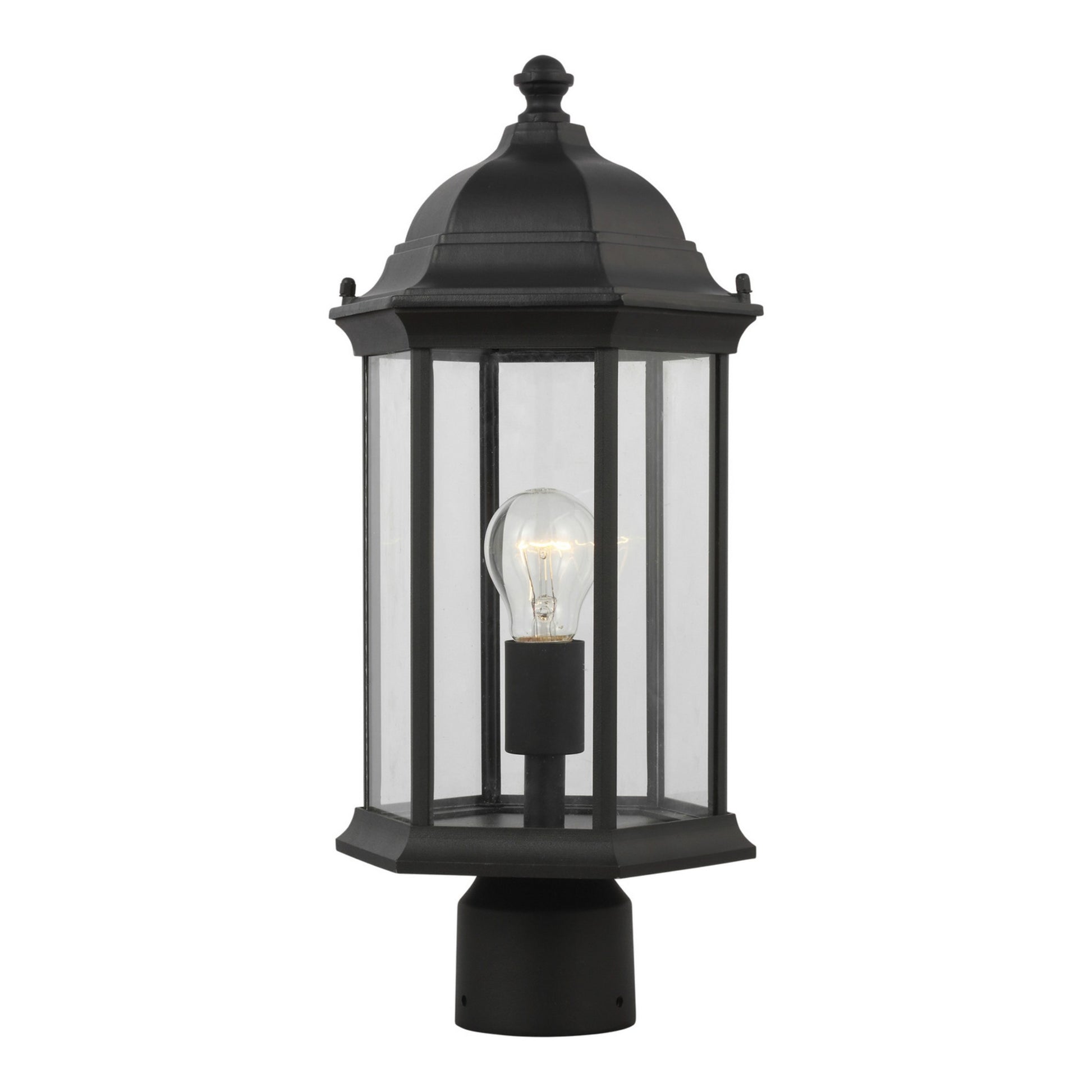 Sevier 18" Medium Outdoor Post Lantern, Black Finish with Clear Glass - Bees Lighting