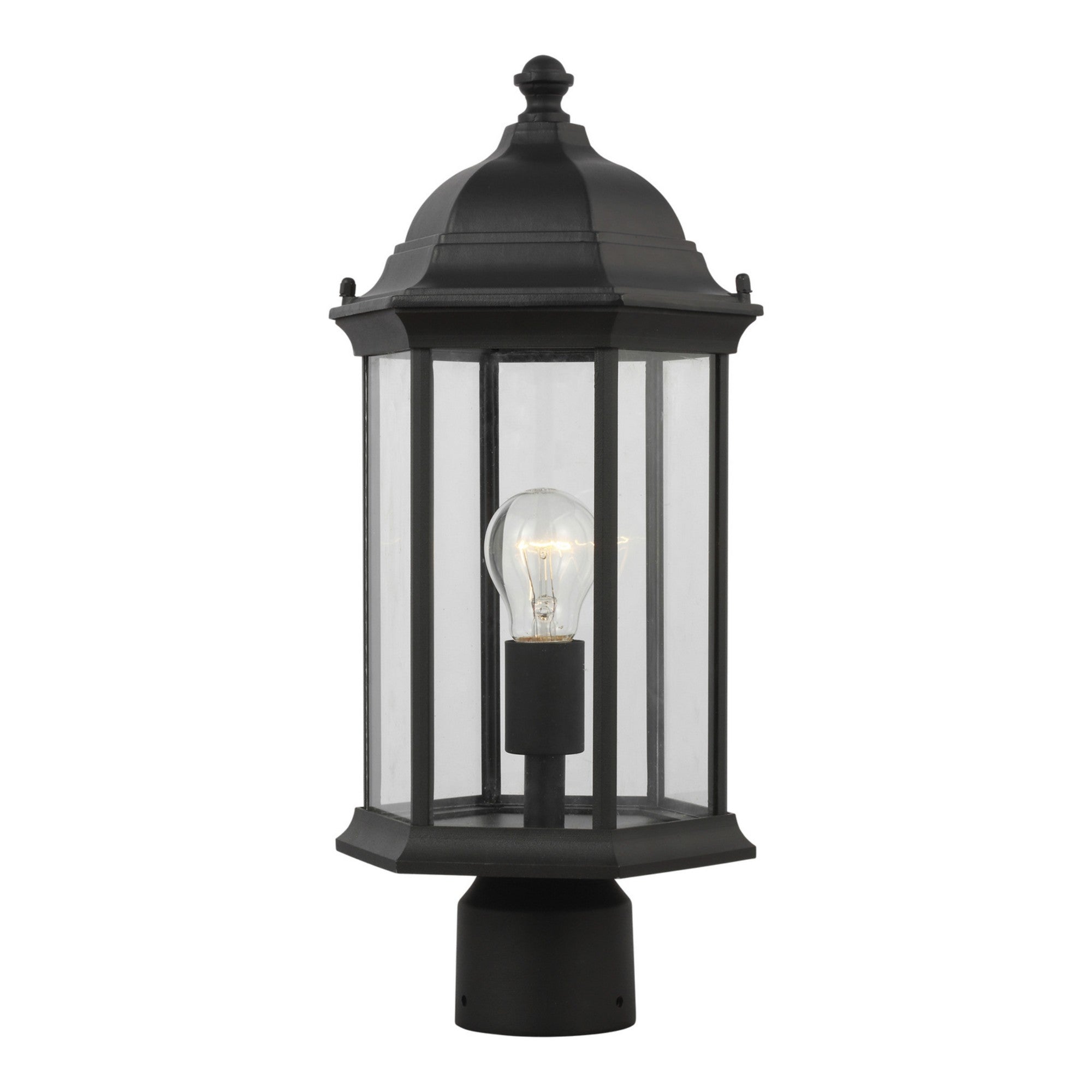 Sevier 18" Medium Outdoor Post Lantern, Black Finish with Clear Glass - Bees Lighting