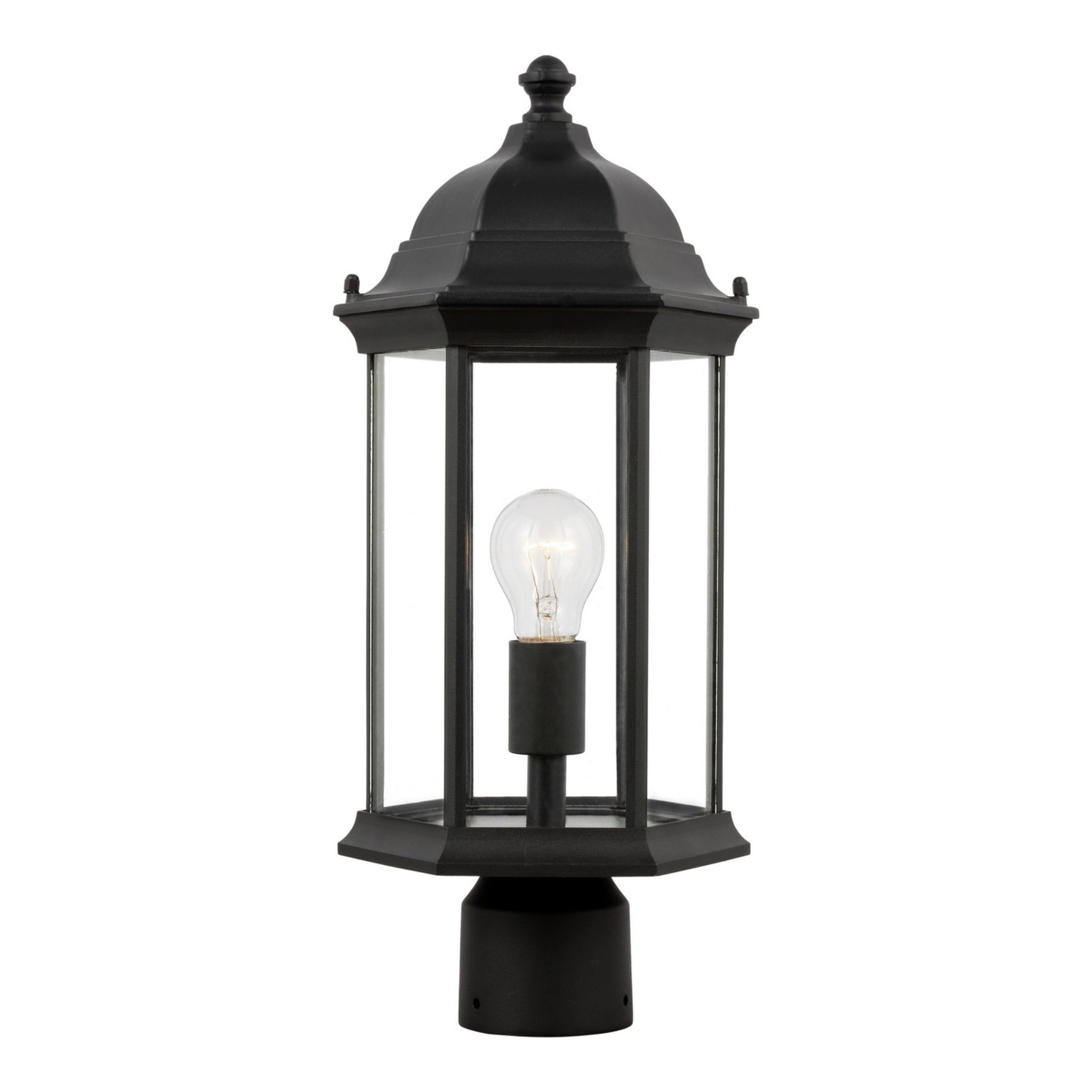 Sevier 18" Medium Outdoor Post Lantern, Black Finish with Clear Glass - Bees Lighting