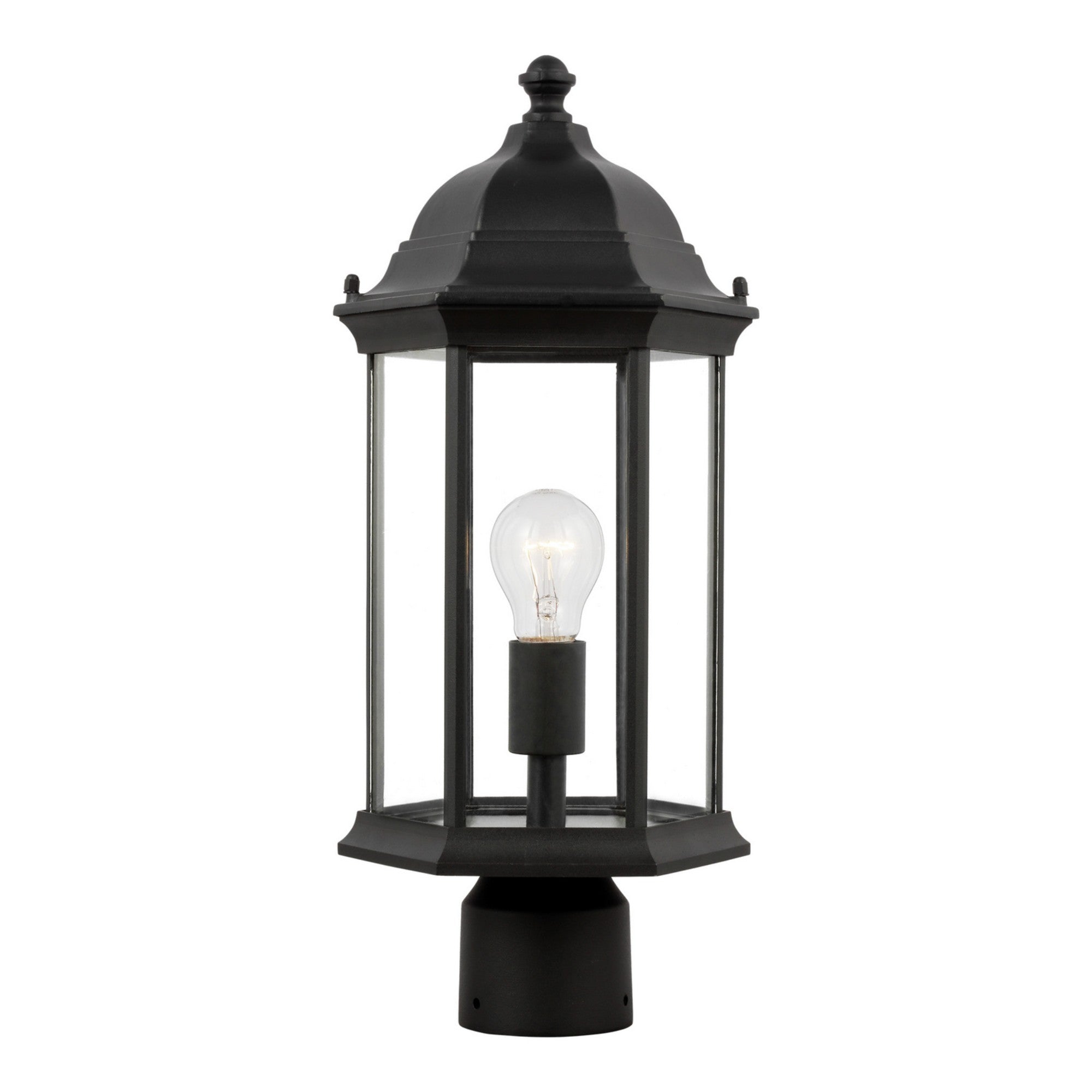 Sevier 18" Medium Outdoor Post Lantern, Black Finish with Clear Glass - Bees Lighting