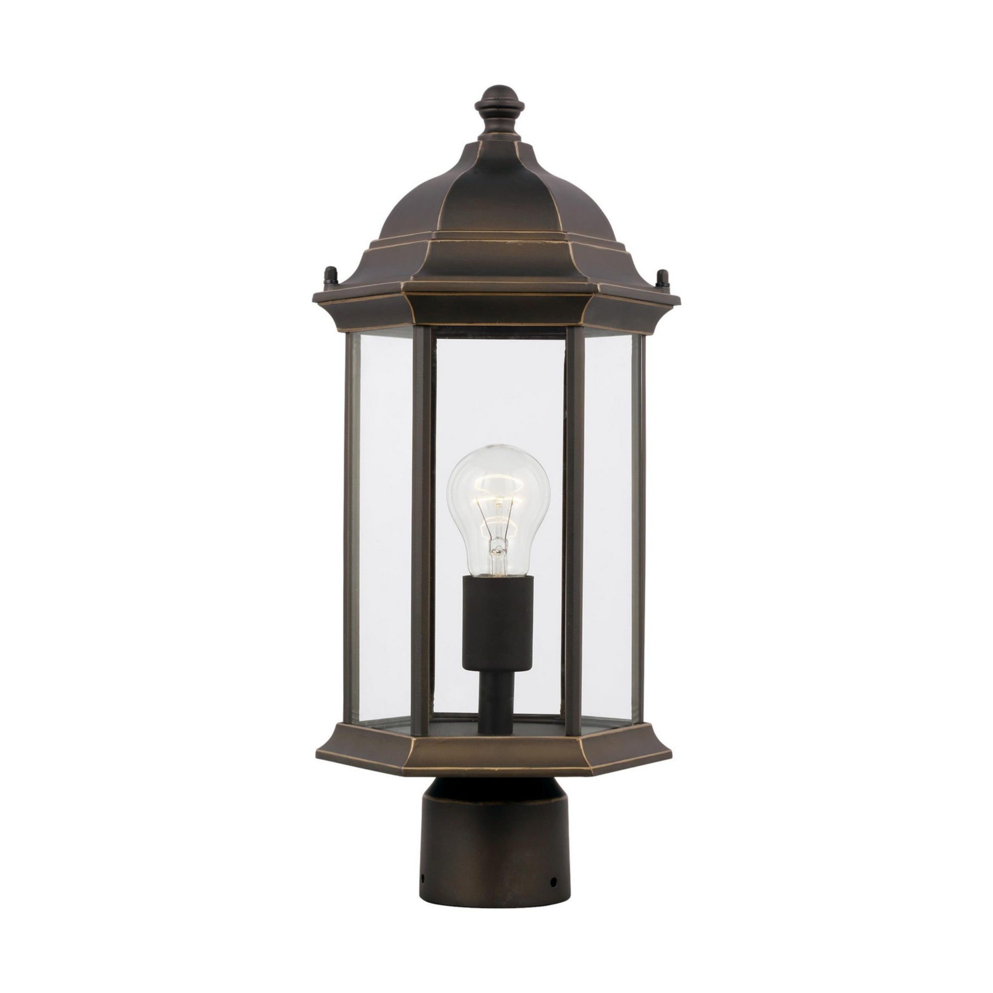 Sevier 18" Medium Outdoor Post Lantern, Antique Bronze Finish with Clear Glass - Bees Lighting