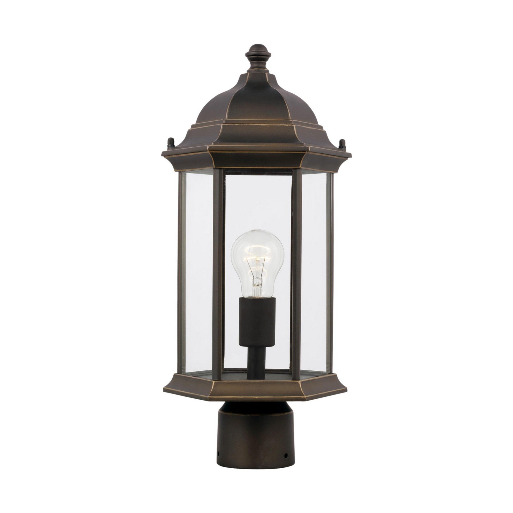 Sevier 18" Medium Outdoor Post Lantern, Antique Bronze Finish with Clear Glass - Bees Lighting