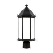 Sevier 18" LED Medium Outdoor Post Lantern, Black Finish with Satin Etched Glass - Bees Lighting
