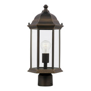 Sevier 18" LED Medium Outdoor Post Lantern, Antique Bronze Finish with Satin Etched Glass - Bees Lighting