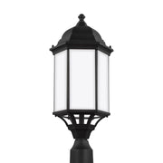 Sevier 22" LED Large Outdoor Post Lantern, Black Finish with Satin Etched Glass - Bees Lighting