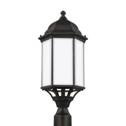 Sevier 22" LED Large Outdoor Post Lantern, Antique Bronze Finish with Satin Etched Glass - Bees Lighting
