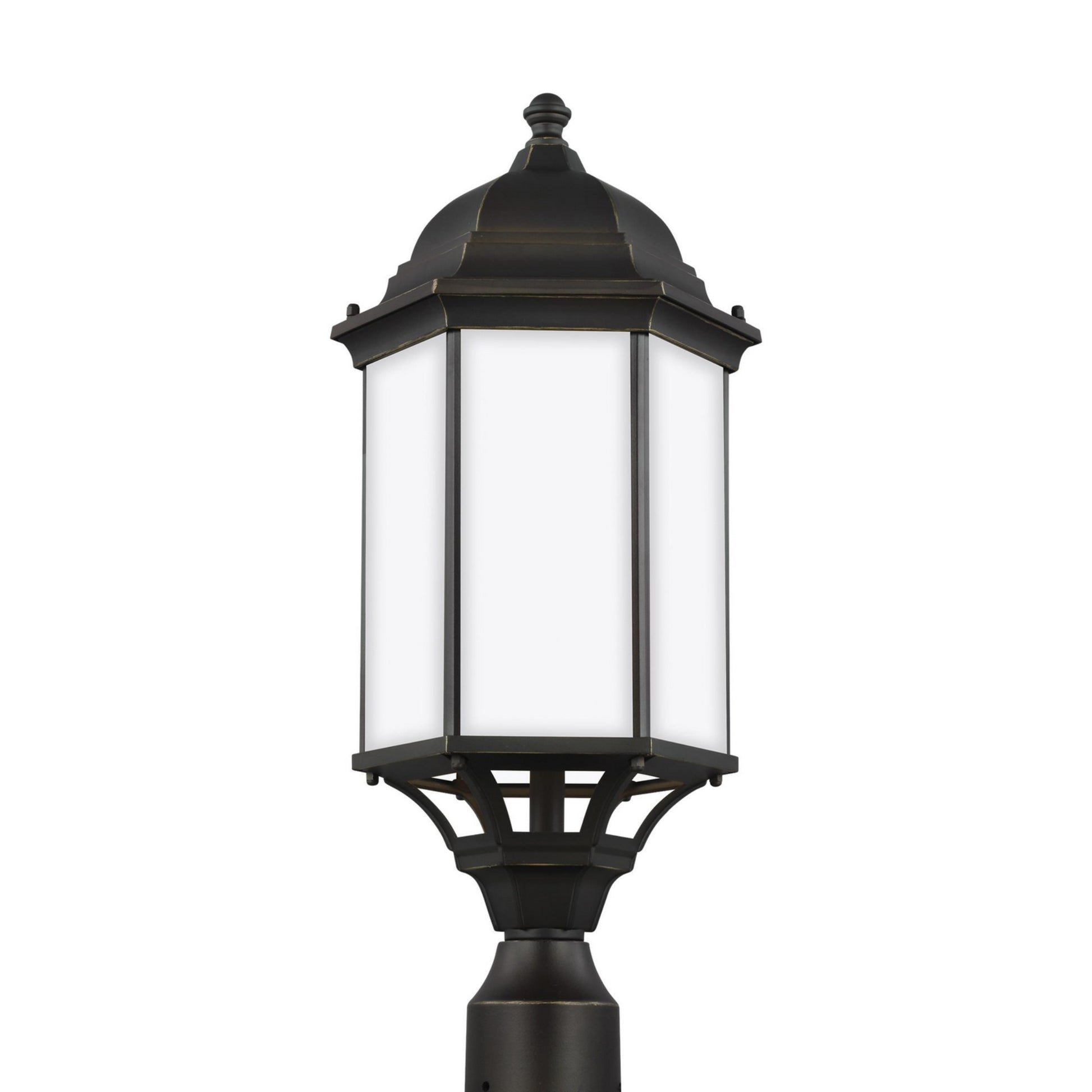 Sevier 22" LED Large Outdoor Post Lantern, Antique Bronze Finish with Satin Etched Glass - Bees Lighting