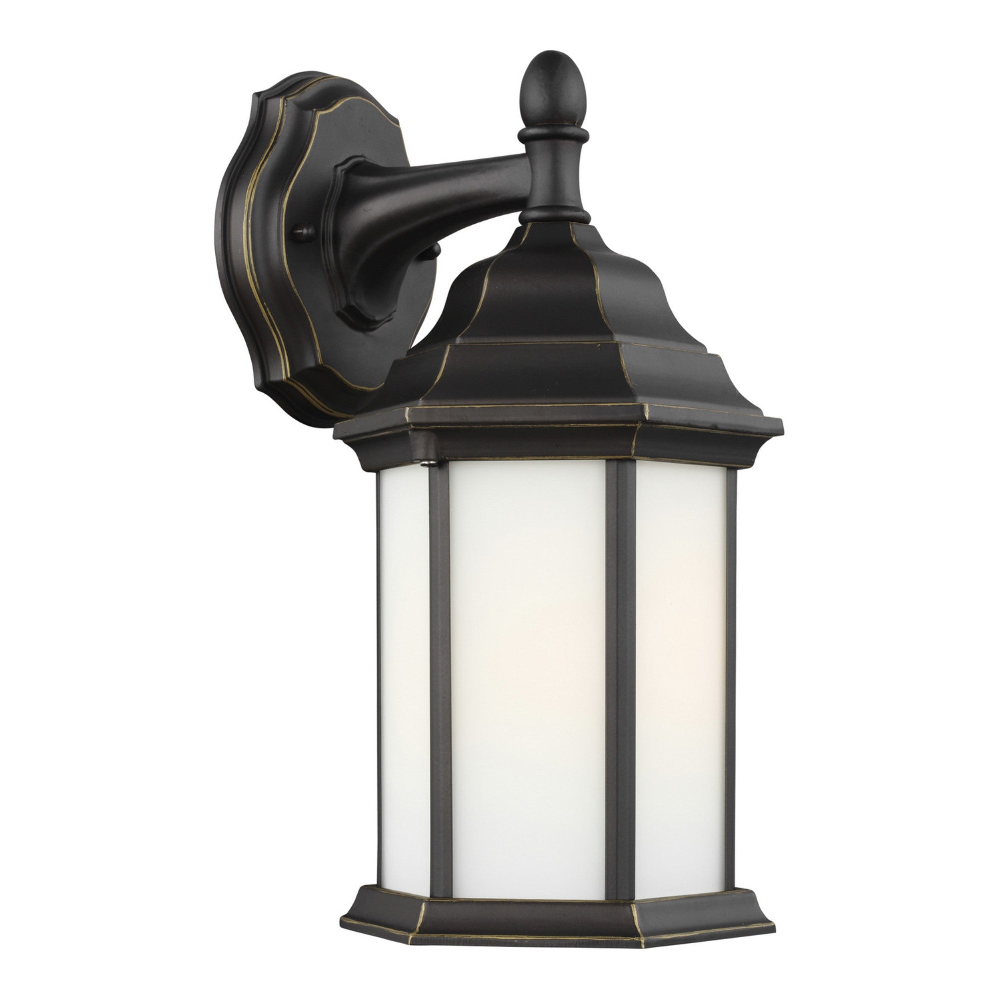 Sevier 13" Small Downlight Outdoor Wall Lantern, Antique Bronze Finish with Satin Etched Glass - Bees Lighting
