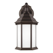 Sevier 13" Small Downlight Outdoor Wall Lantern, Antique Bronze Finish with Satin Etched Glass - Bees Lighting