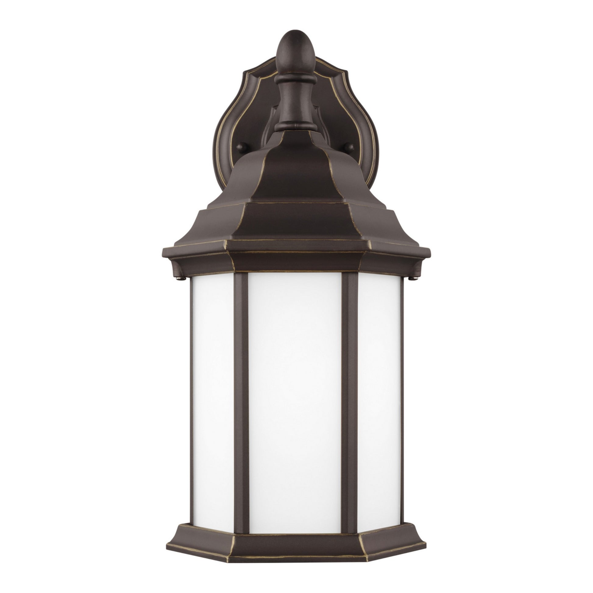 Sevier 13" Small Downlight Outdoor Wall Lantern, Antique Bronze Finish with Satin Etched Glass - Bees Lighting