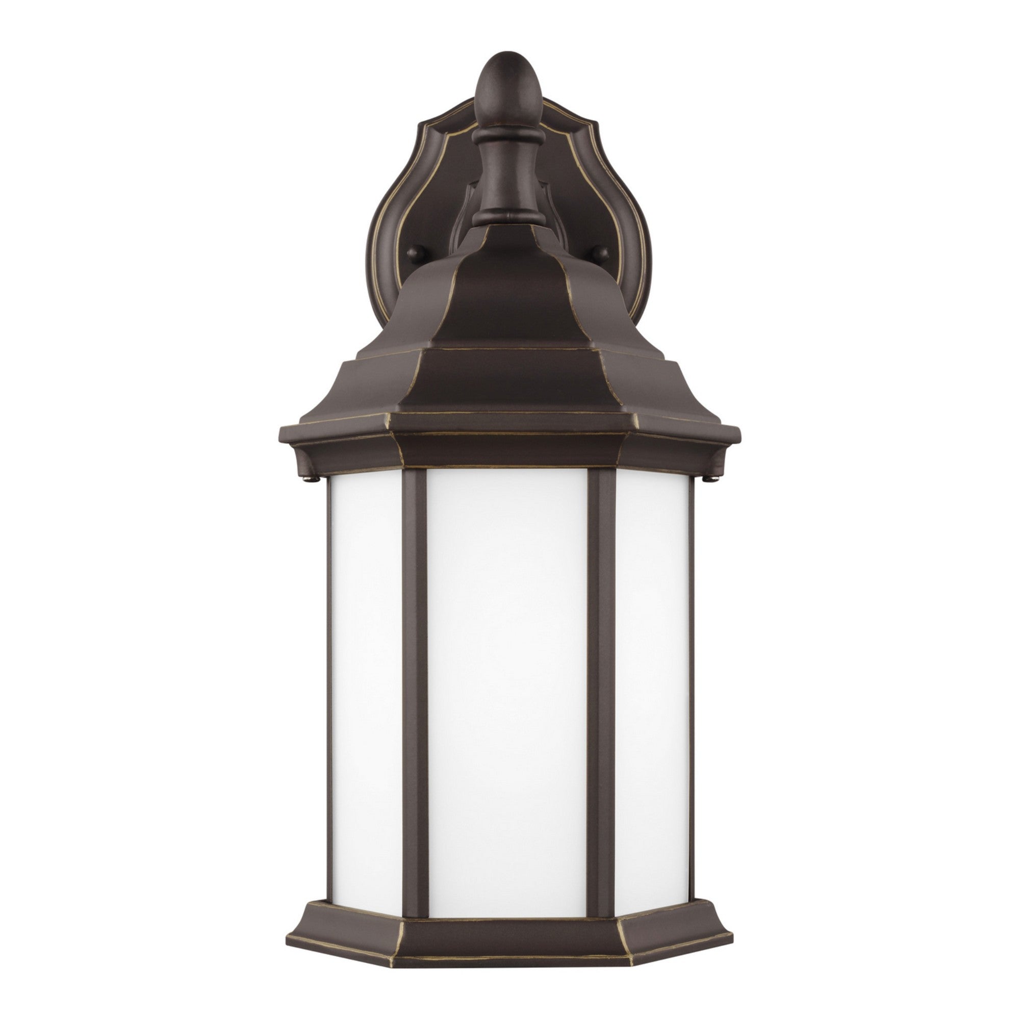 Sevier 13" Small Downlight Outdoor Wall Lantern, Antique Bronze Finish with Satin Etched Glass - Bees Lighting