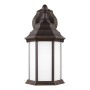 Sevier 13" LED Small Downlight Outdoor Wall Lantern, Antique Bronze Finish with Satin Etched Glass - Bees Lighting