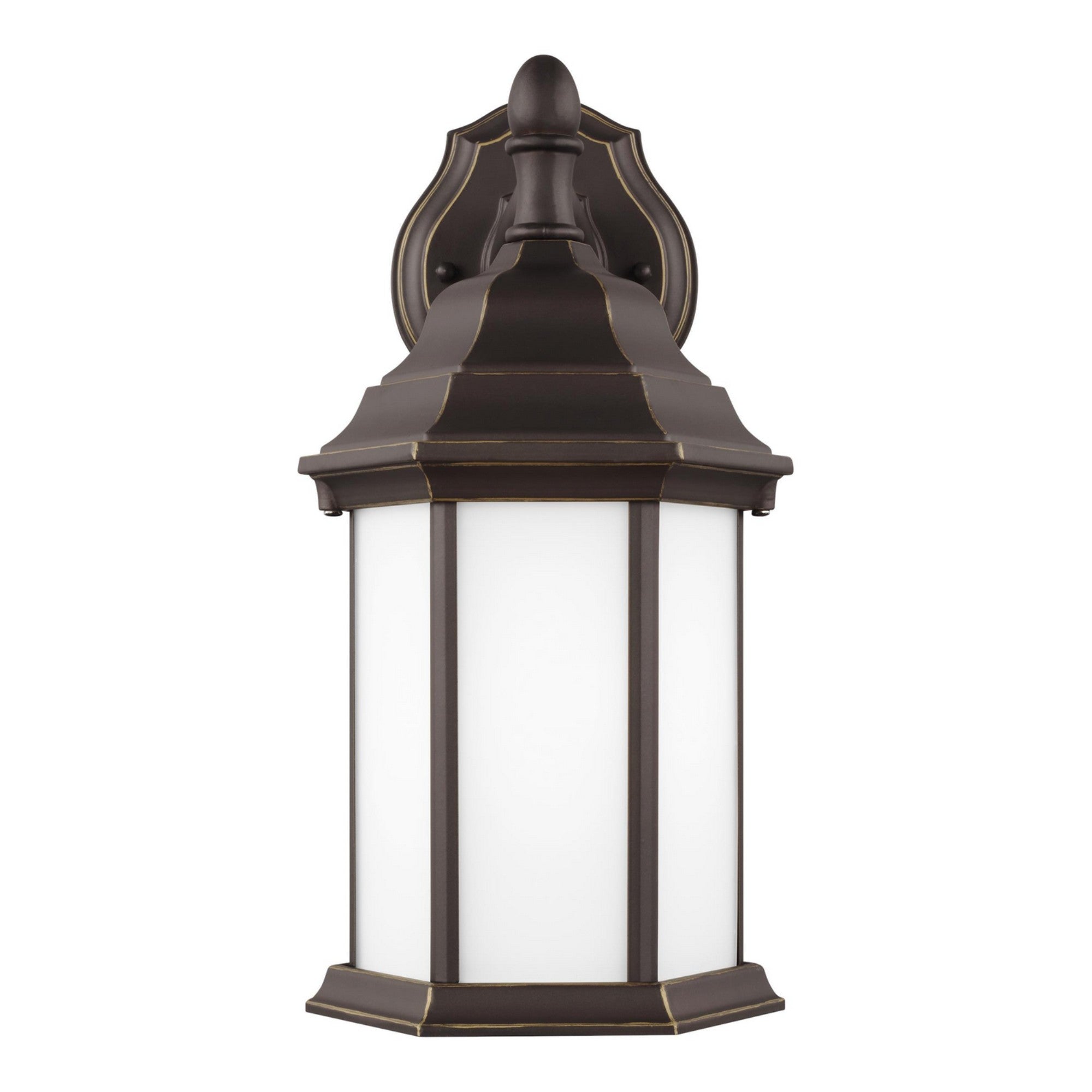 Sevier 13" LED Small Downlight Outdoor Wall Lantern, Antique Bronze Finish with Satin Etched Glass - Bees Lighting
