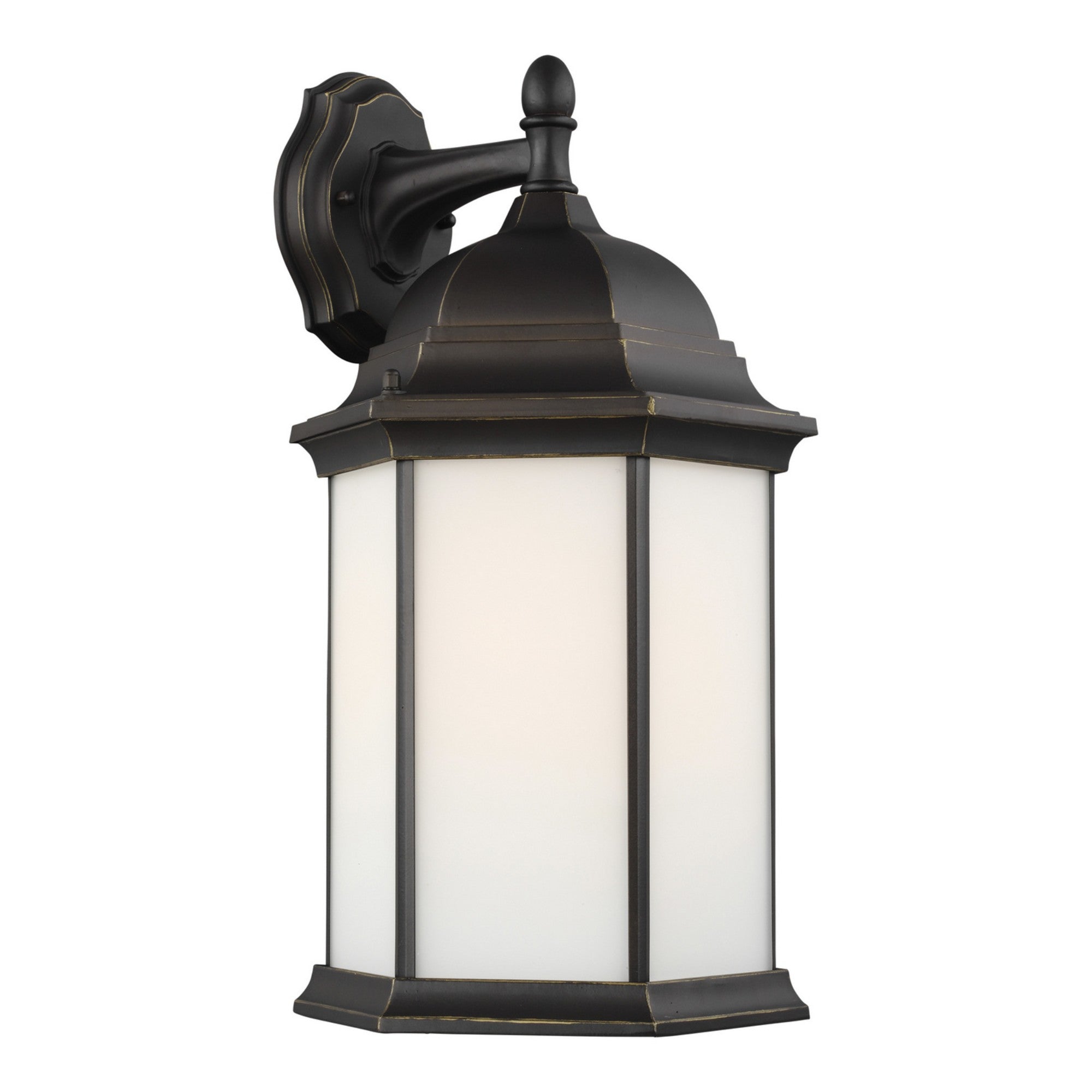 Sevier 19" Large Downlight Outdoor Wall Lantern, Antique Bronze Finish with Satin Etched Glass - Bees Lighting