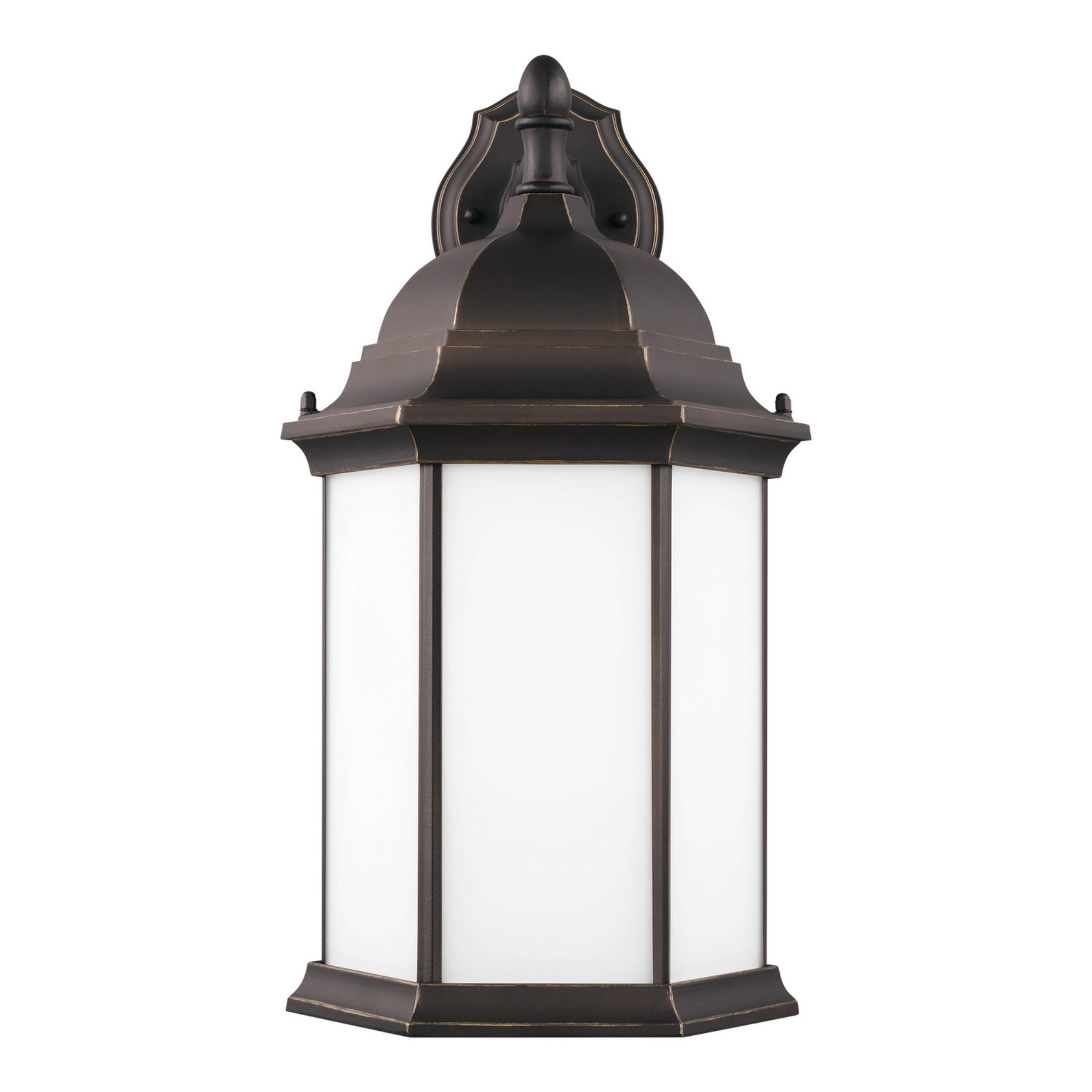 Sevier 19" Large Downlight Outdoor Wall Lantern, Antique Bronze Finish with Satin Etched Glass - Bees Lighting