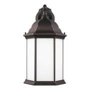 Sevier 19" LED Large Downlight Outdoor Wall Lantern, Antique Bronze Finish with Satin Etched Glass - Bees Lighting