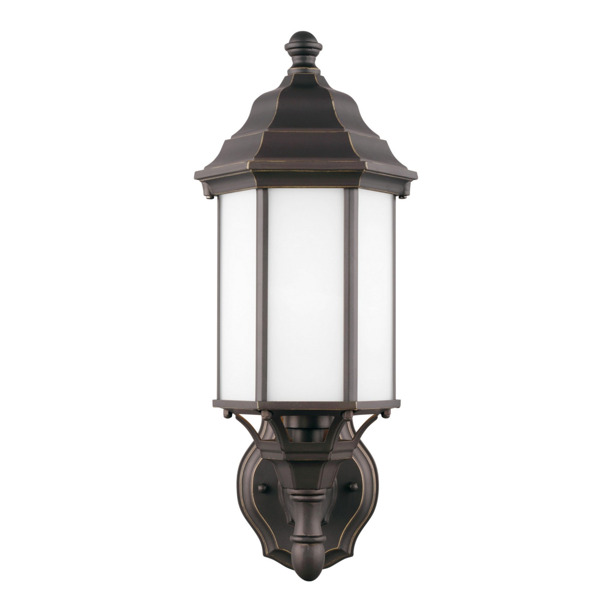 Sevier 16" Small Uplight Outdoor Wall Lantern, Antique Bronze Finish with Satin Etched Glass - Bees Lighting