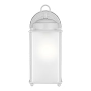 New Castle 10" Large Outdoor Wall Lantern, White Finish with Satin Etched Glass - Bees Lighting