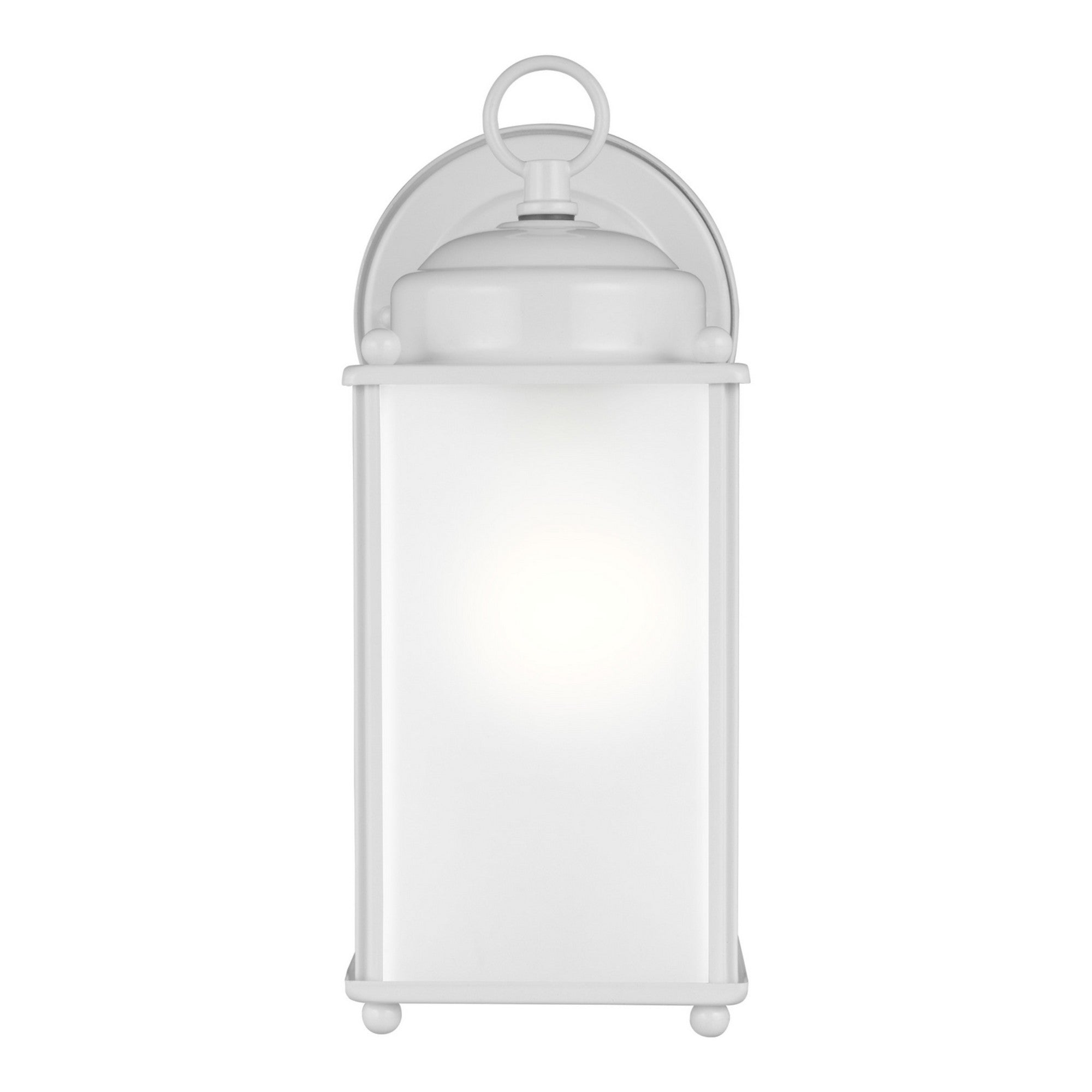 New Castle 10" Large Outdoor Wall Lantern, White Finish with Satin Etched Glass - Bees Lighting