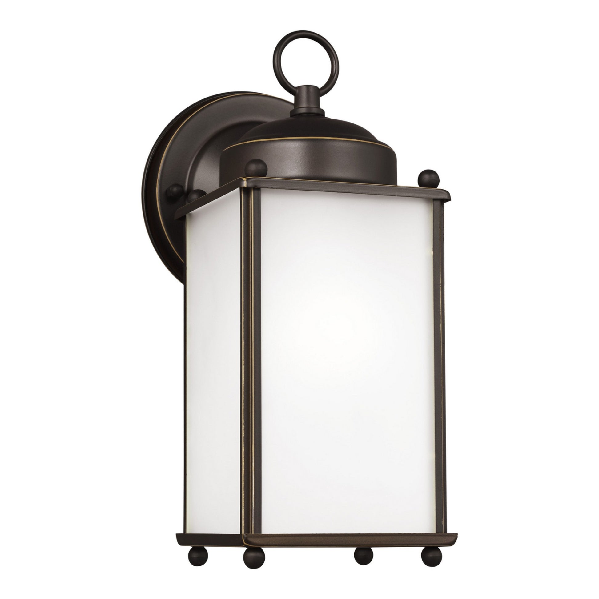 New Castle 10" Large Outdoor Wall Lantern, Antique Bronze Finish with Satin Etched Glass - Bees Lighting