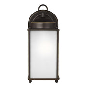 New Castle 10" Large Outdoor Wall Lantern, Antique Bronze Finish with Satin Etched Glass - Bees Lighting