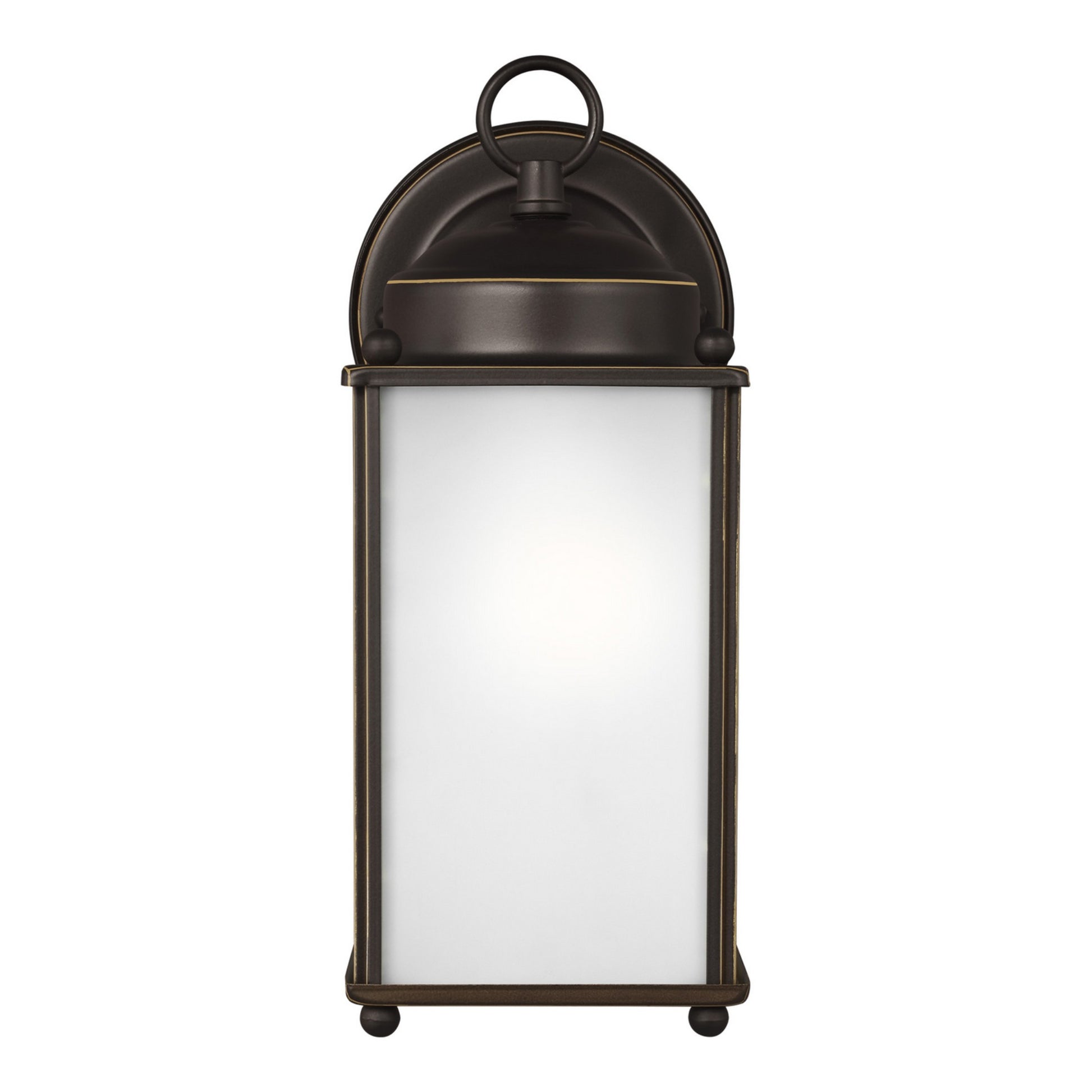 New Castle 10" Large Outdoor Wall Lantern, Antique Bronze Finish with Satin Etched Glass - Bees Lighting