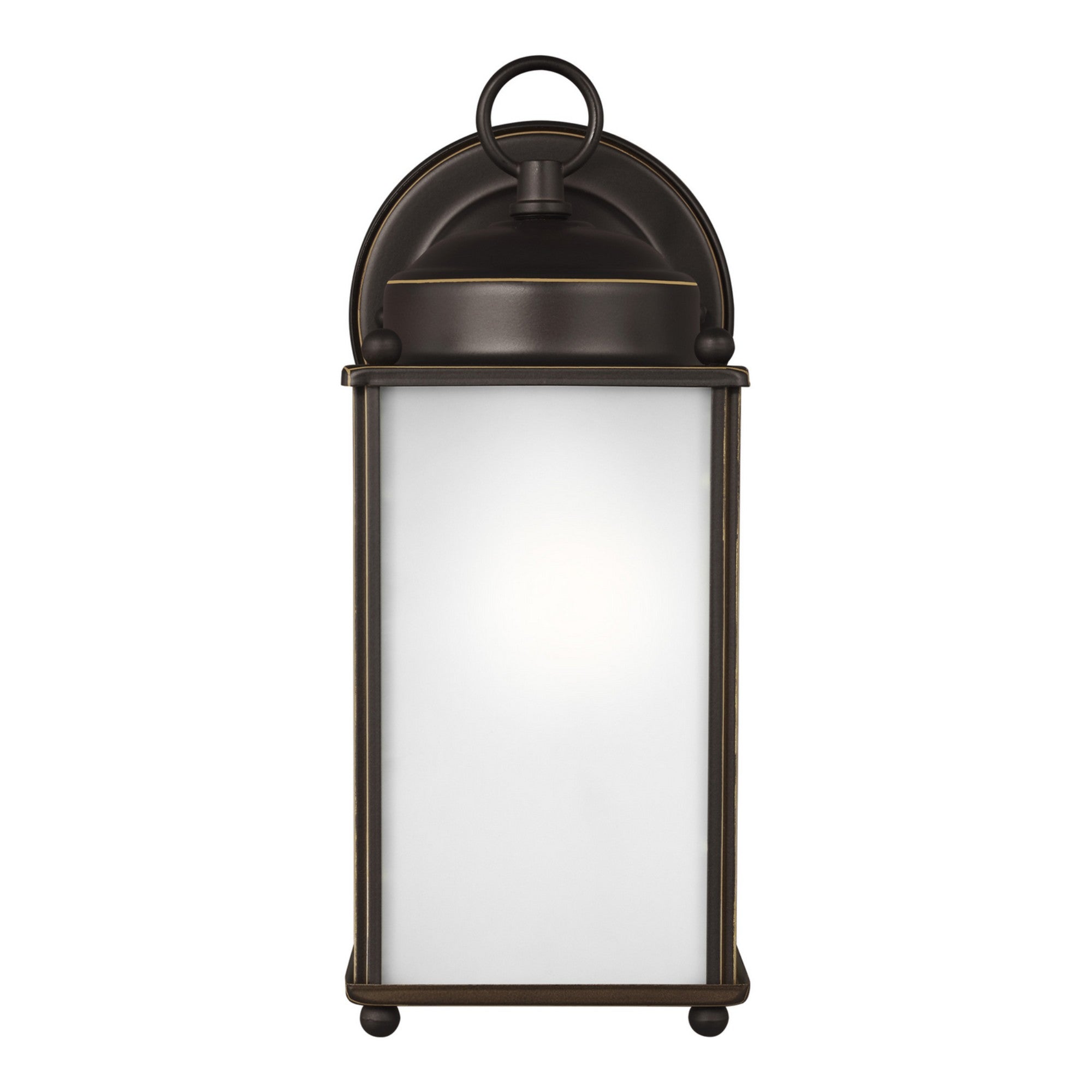 New Castle 10" Large Outdoor Wall Lantern, Antique Bronze Finish with Satin Etched Glass - Bees Lighting
