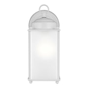 New Castle 10" LED Large Outdoor Wall Lantern, White Finish with Satin Etched Glass - Bees Lighting