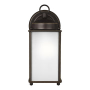 New Castle 10" LED Large Outdoor Wall Lantern, Antique Bronze Finish with Satin Etched Glass - Bees Lighting