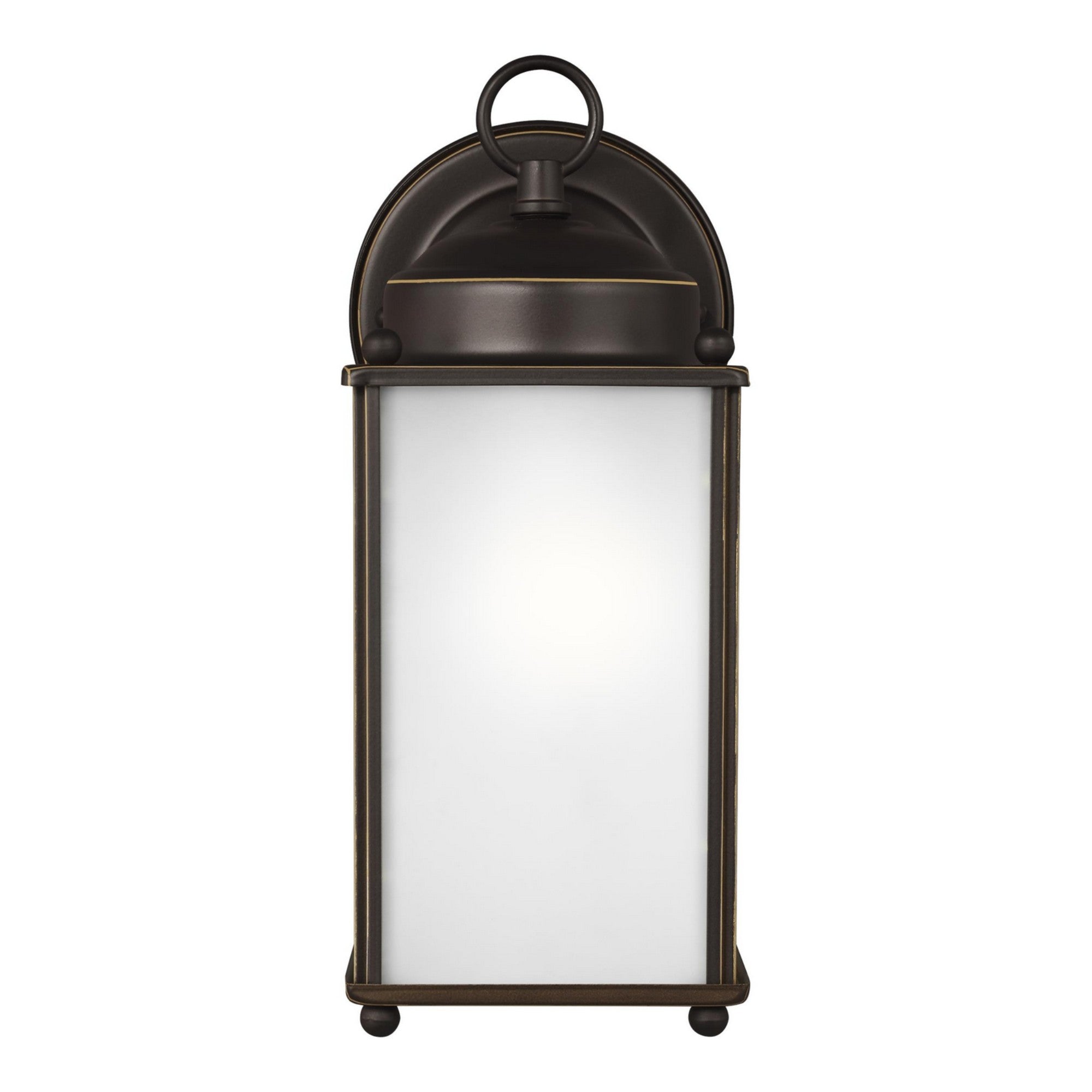 New Castle 10" LED Large Outdoor Wall Lantern, Antique Bronze Finish with Satin Etched Glass - Bees Lighting