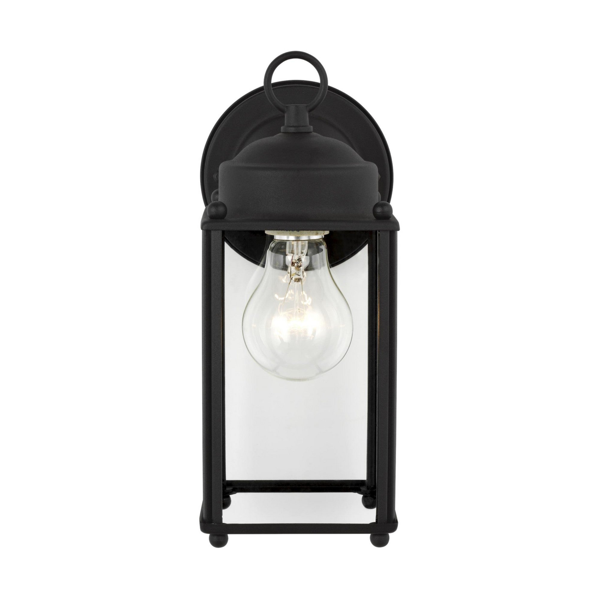 New Castle 10" Large Outdoor Wall Lantern, Black Finish with Clear Glass - Bees Lighting