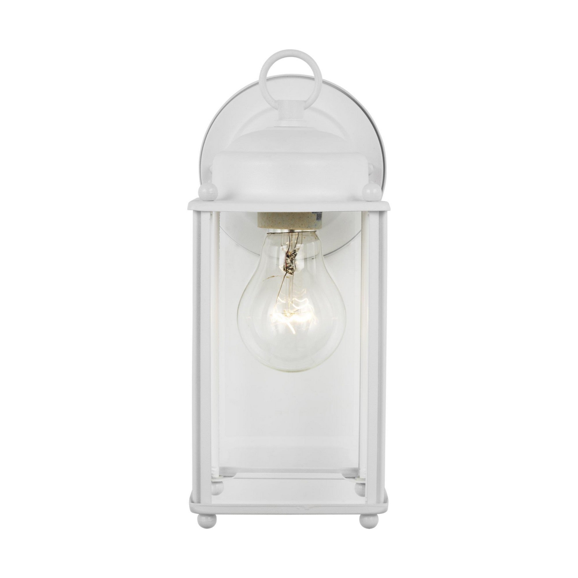 New Castle 10" Large Outdoor Wall Lantern, White Finish with Clear Glass - Bees Lighting