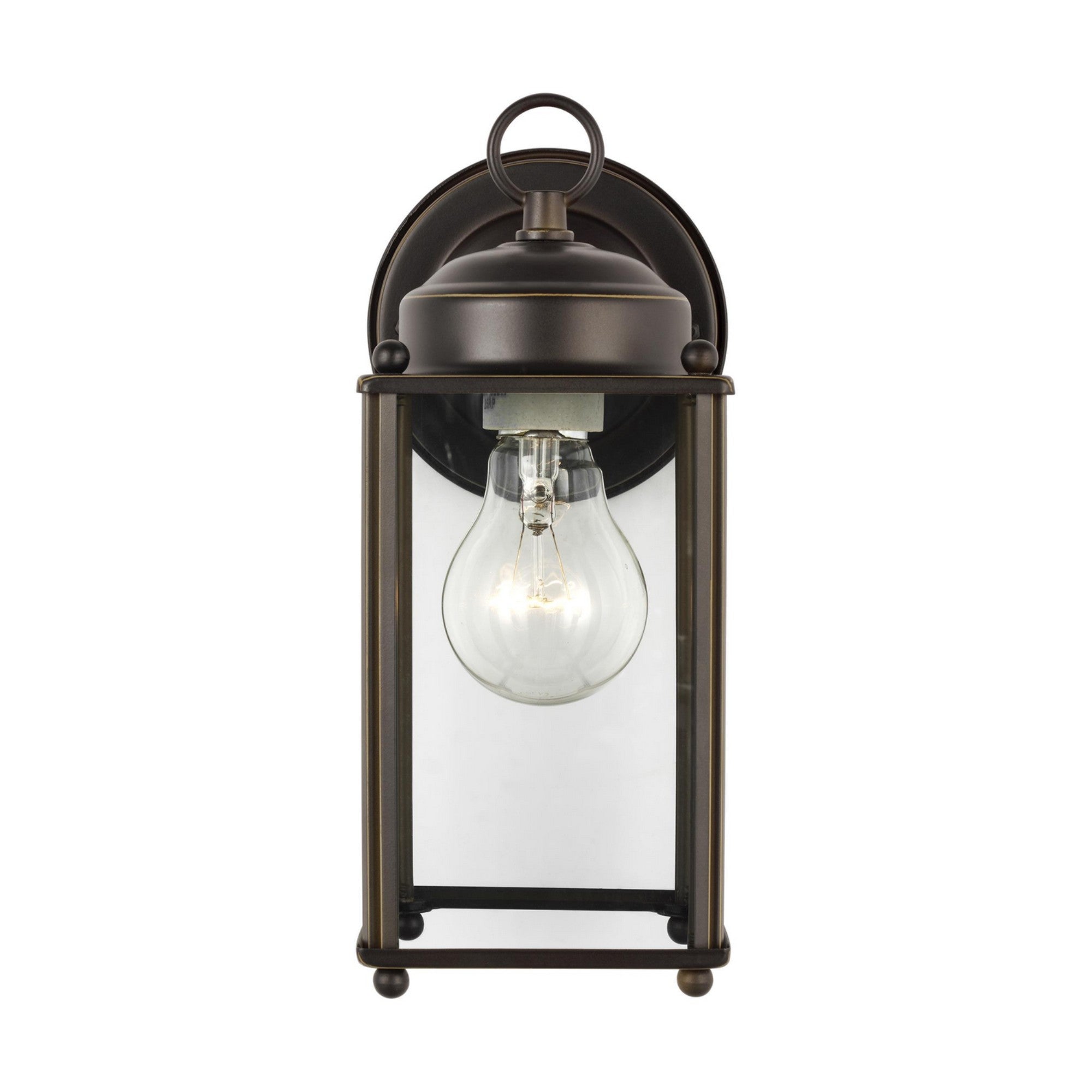 New Castle 10" Large Outdoor Wall Lantern, Antique Bronze Finish with Clear Glass - Bees Lighting