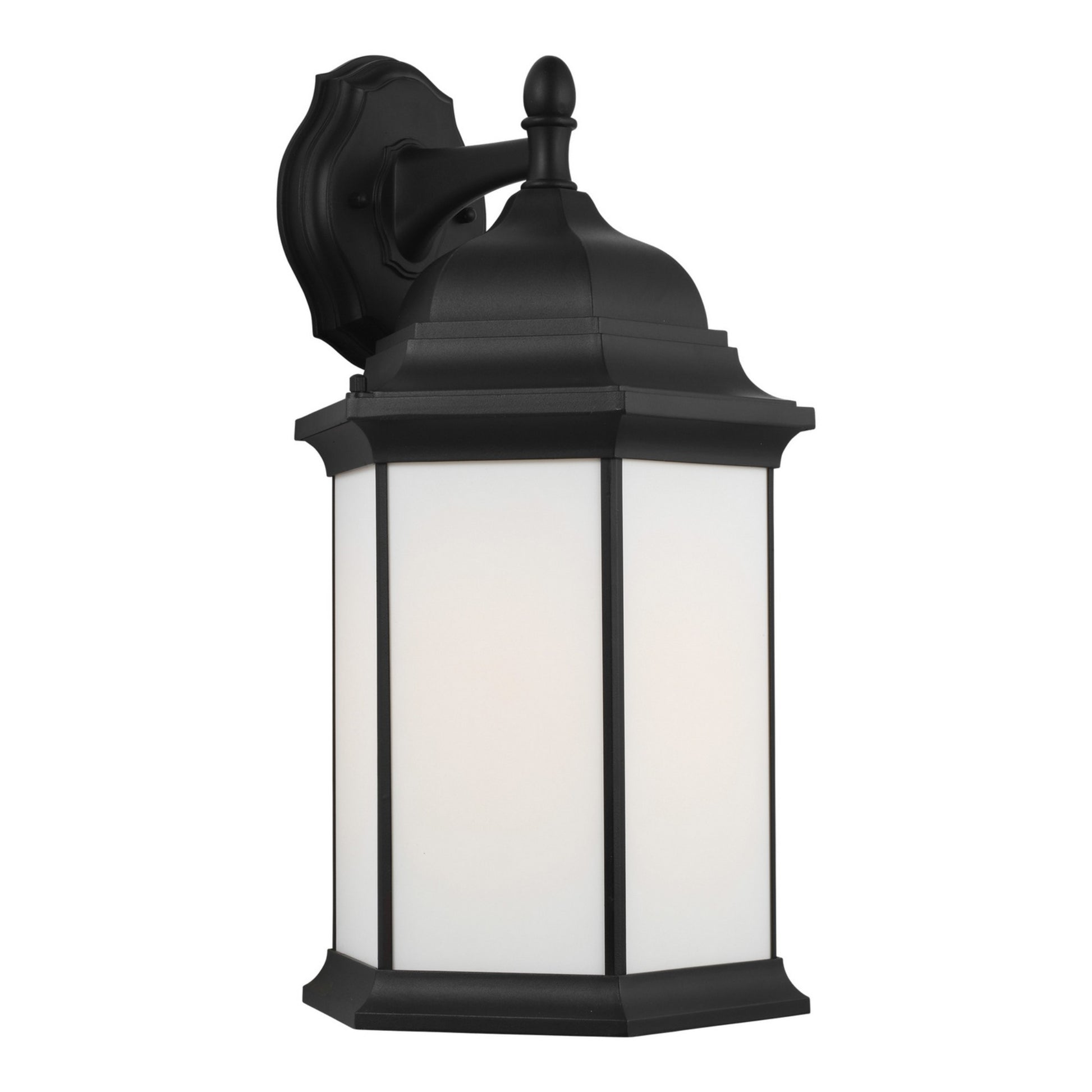 Sevier 23" X-Large Downlight Outdoor Wall Lantern, Black Finish with Satin Etched Glass - Bees Lighting