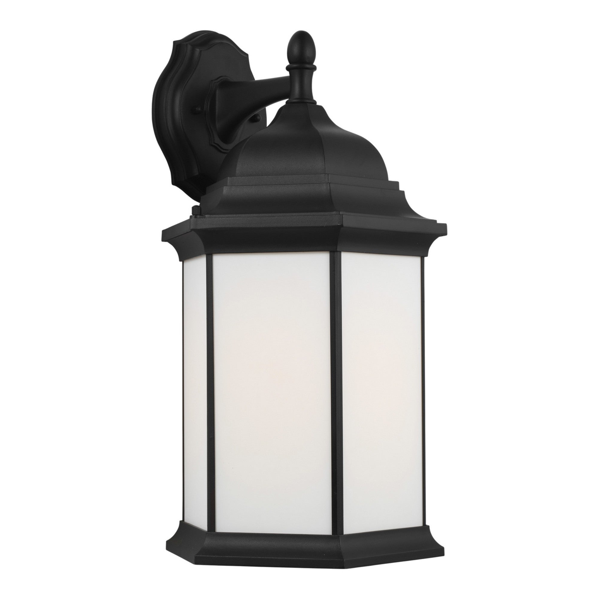 Sevier 23" X-Large Downlight Outdoor Wall Lantern, Black Finish with Satin Etched Glass - Bees Lighting