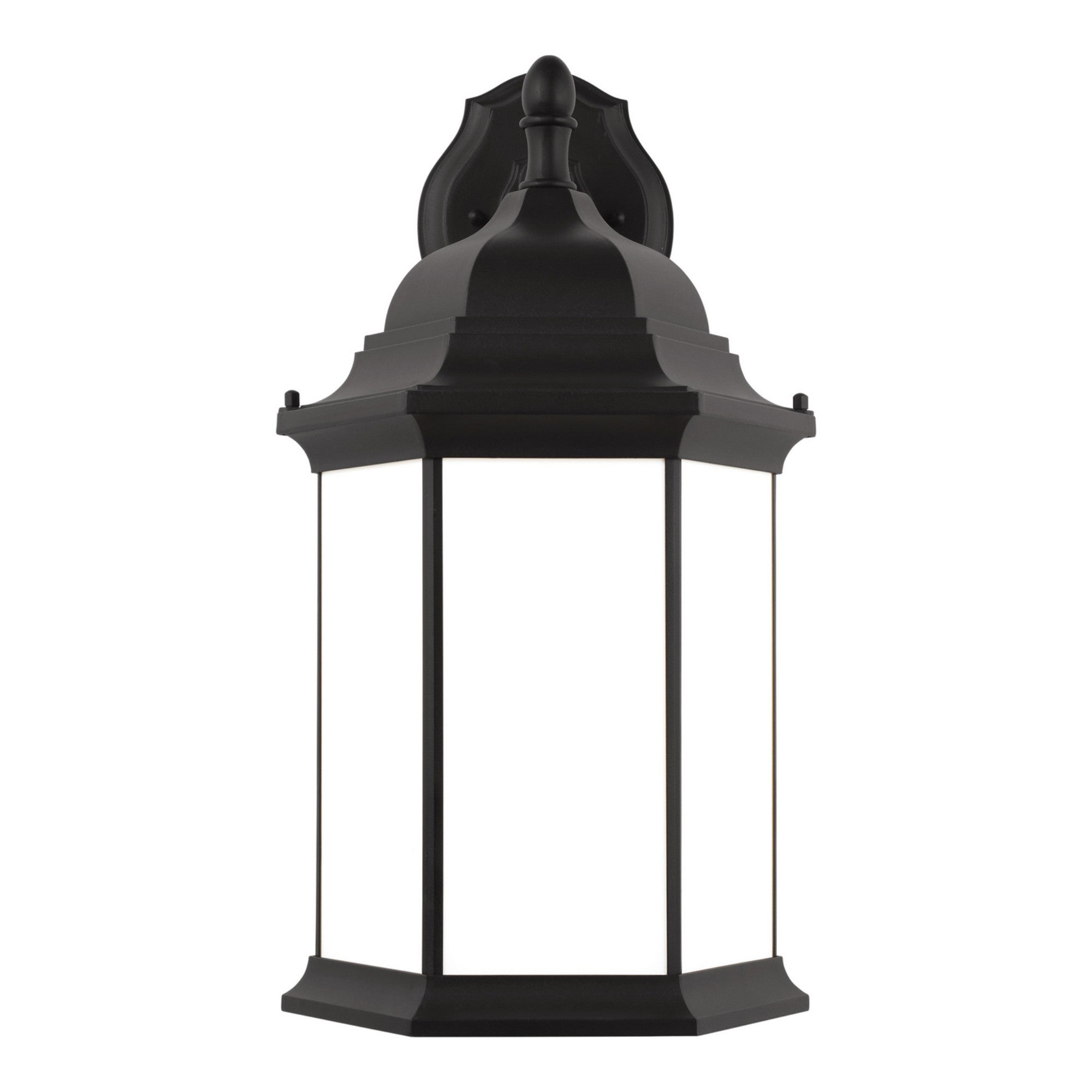 Sevier 23" X-Large Downlight Outdoor Wall Lantern, Black Finish with Satin Etched Glass - Bees Lighting