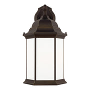 Sevier 23" X-Large Downlight Outdoor Wall Lantern, Antique Bronze Finish with Satin Etched Glass - Bees Lighting