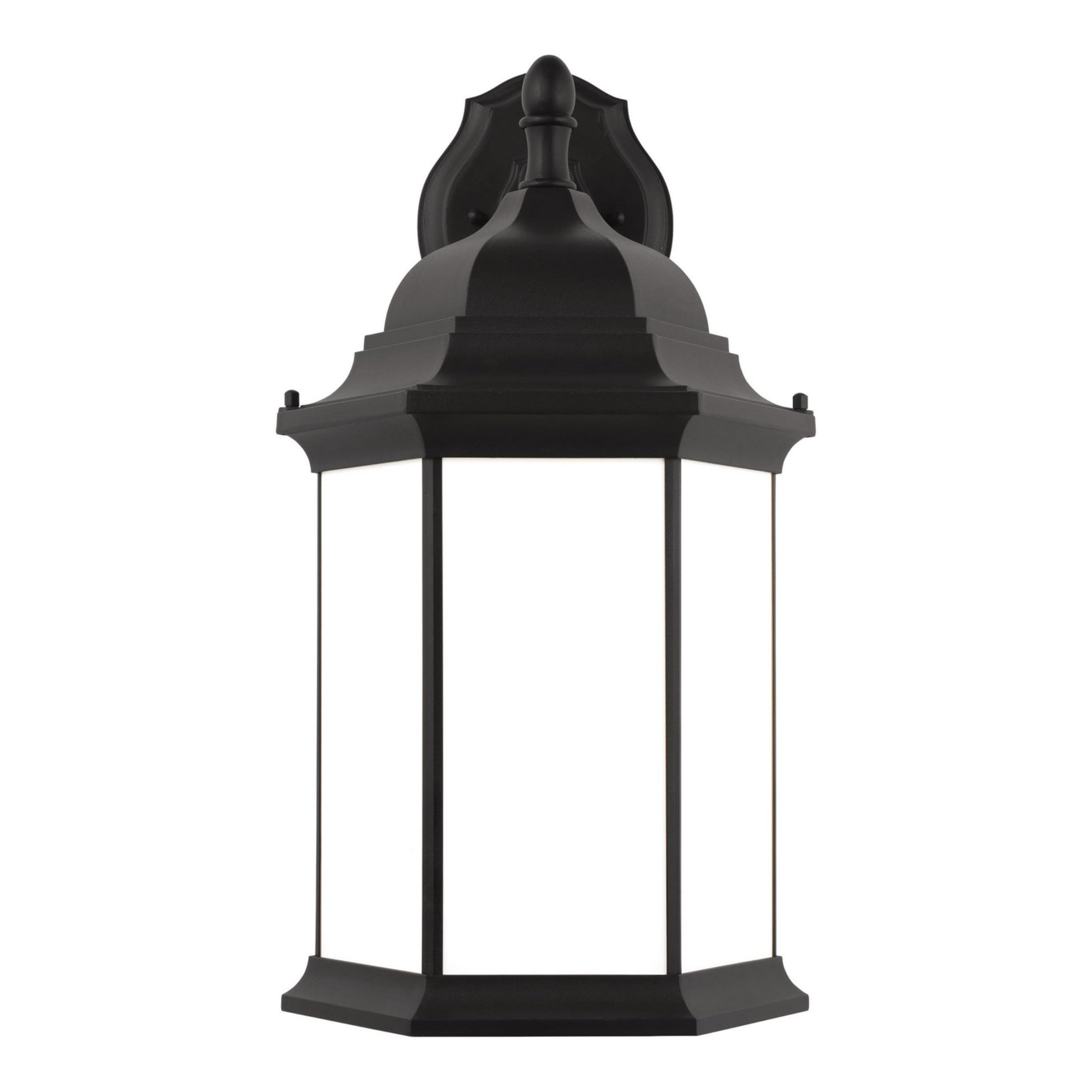 Sevier 23" LED X-Large Downlight Outdoor Wall Lantern, Black Finish with Satin Etched Glass - Bees Lighting
